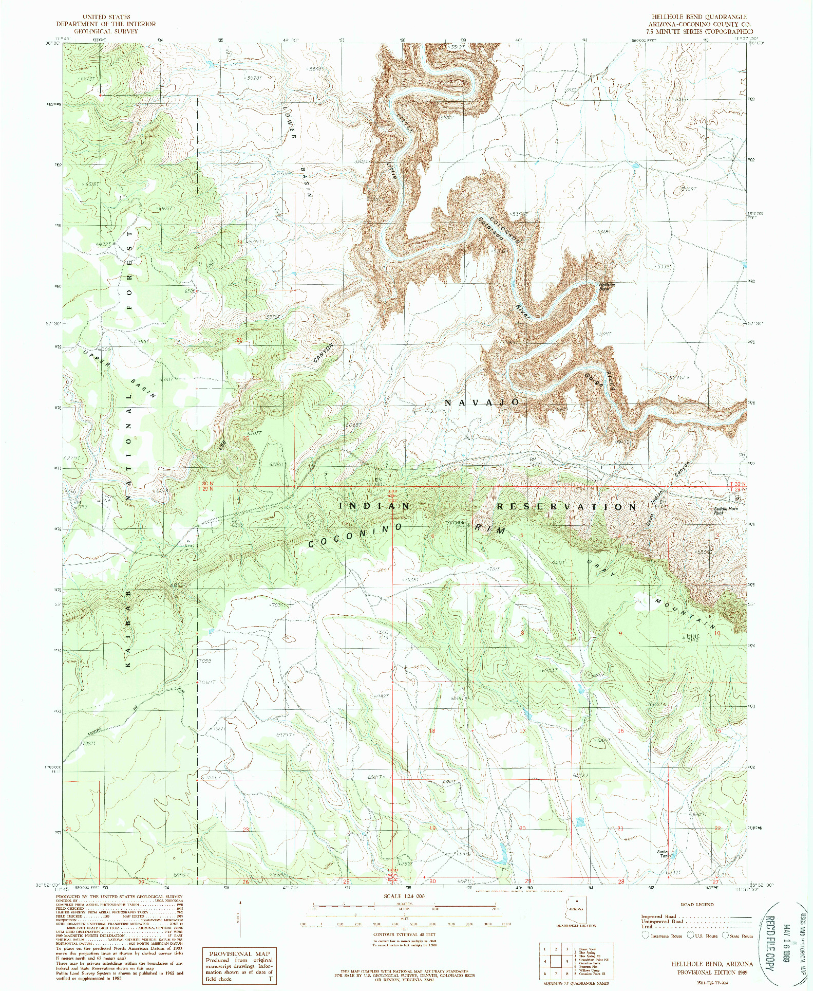 USGS 1:24000-SCALE QUADRANGLE FOR HELLHOLE BEND, AZ 1989
