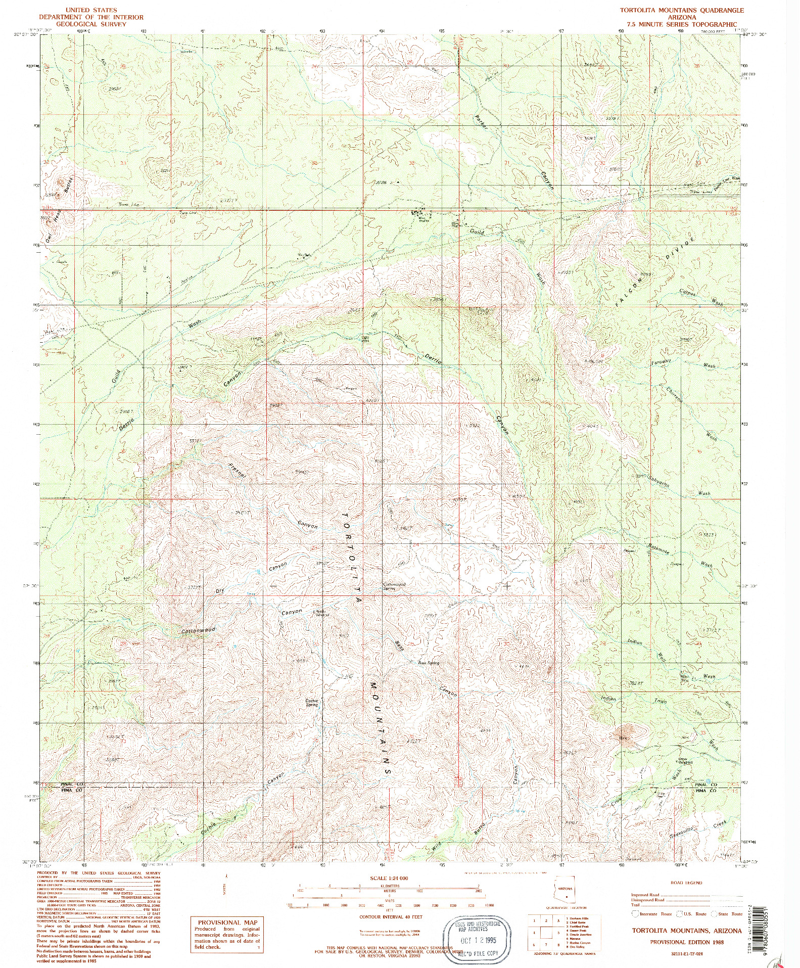 USGS 1:24000-SCALE QUADRANGLE FOR TORTOLITA MOUNTAINS, AZ 1988