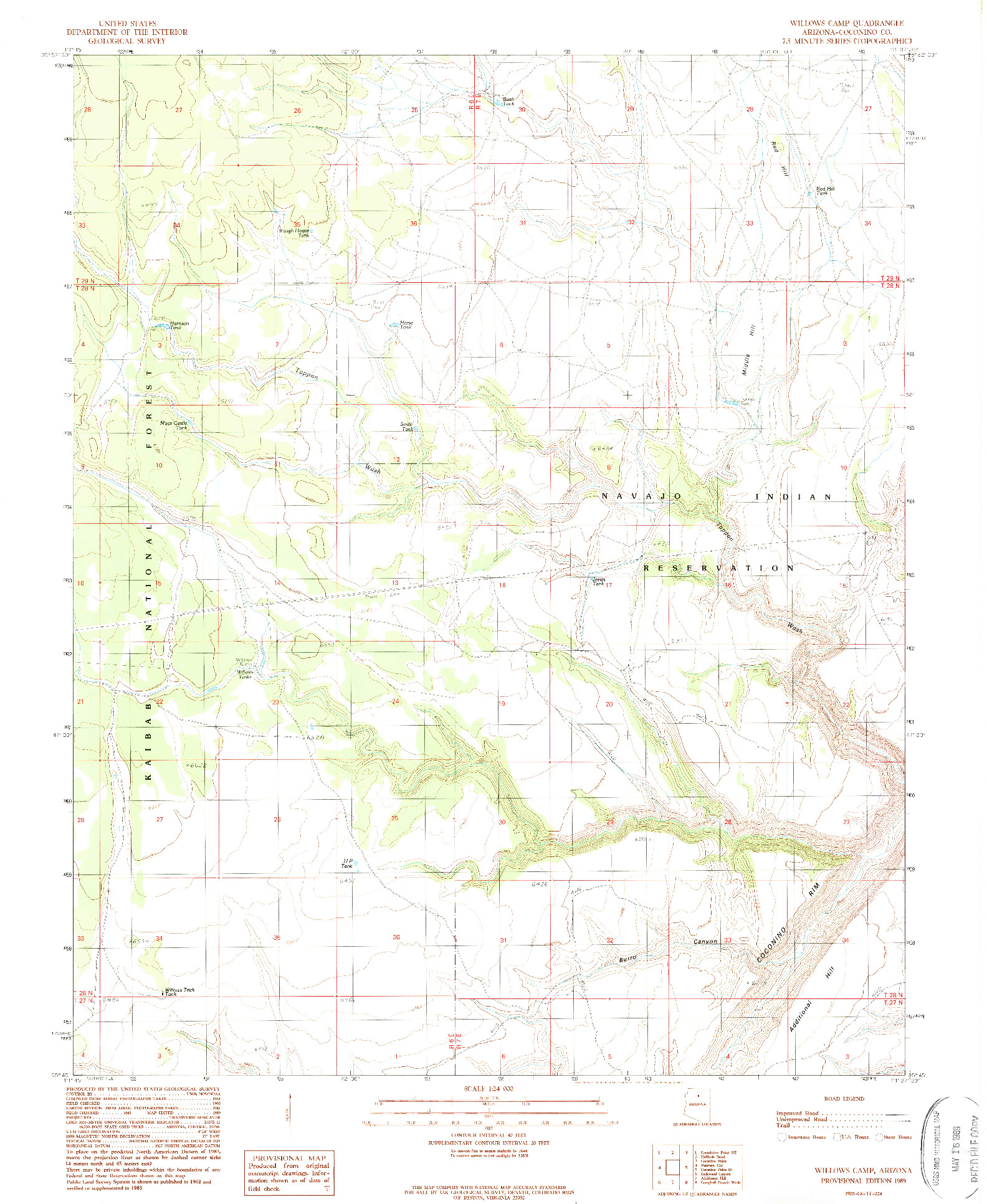 USGS 1:24000-SCALE QUADRANGLE FOR WILLOWS CAMP, AZ 1989