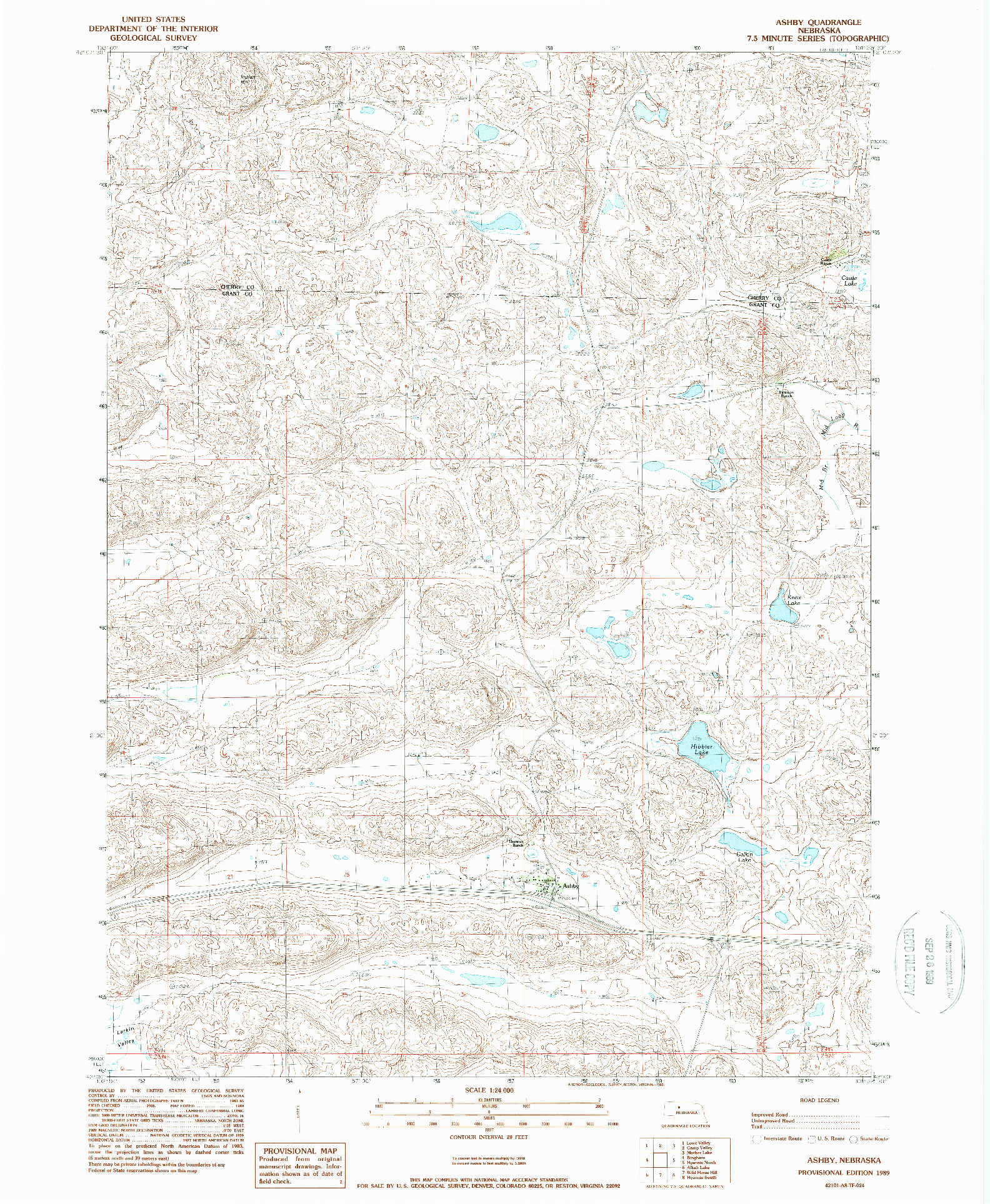 USGS 1:24000-SCALE QUADRANGLE FOR ASHBY, NE 1989