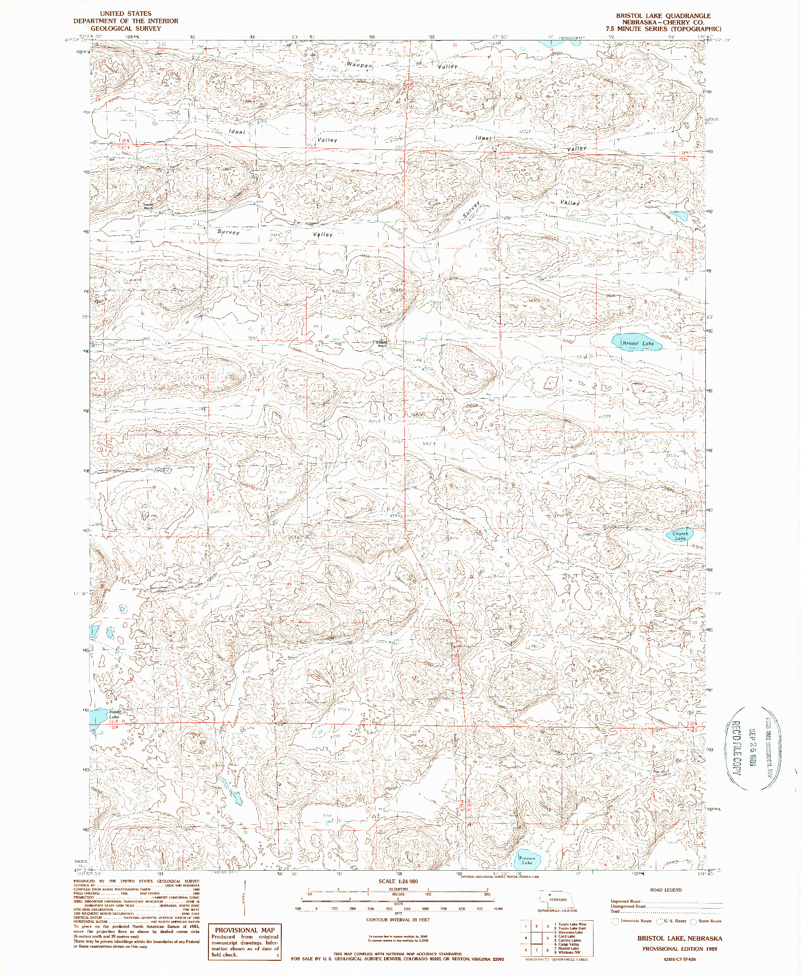 USGS 1:24000-SCALE QUADRANGLE FOR BRISTOL LAKE, NE 1989