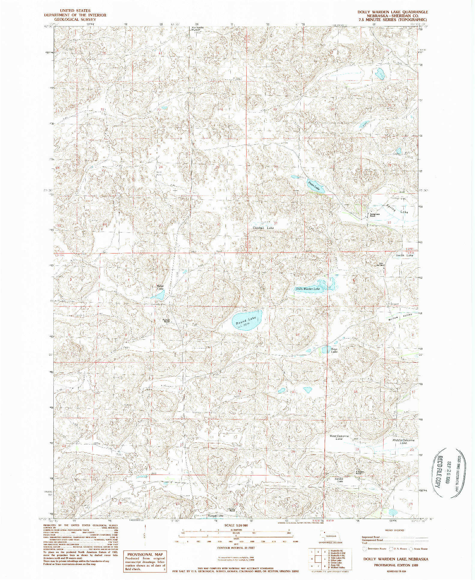 USGS 1:24000-SCALE QUADRANGLE FOR DOLLY WARDEN LAKE, NE 1989