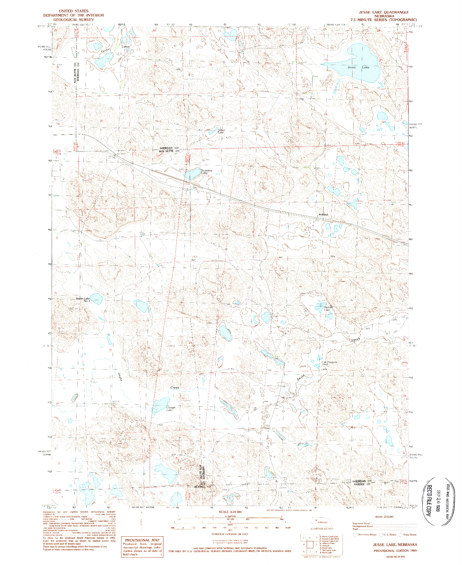 USGS 1:24000-SCALE QUADRANGLE FOR JESSE LKE, NE 1989