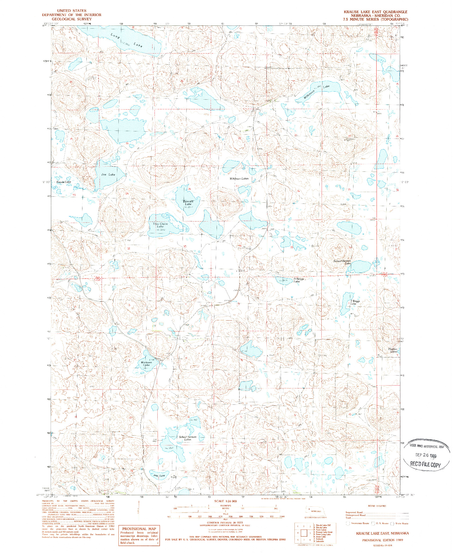 USGS 1:24000-SCALE QUADRANGLE FOR KRAUSE LAKE EAST, NE 1989