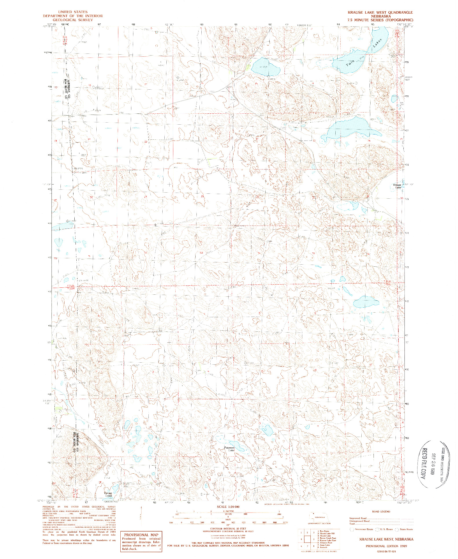 USGS 1:24000-SCALE QUADRANGLE FOR KRAUSE LAKE WEST, NE 1989