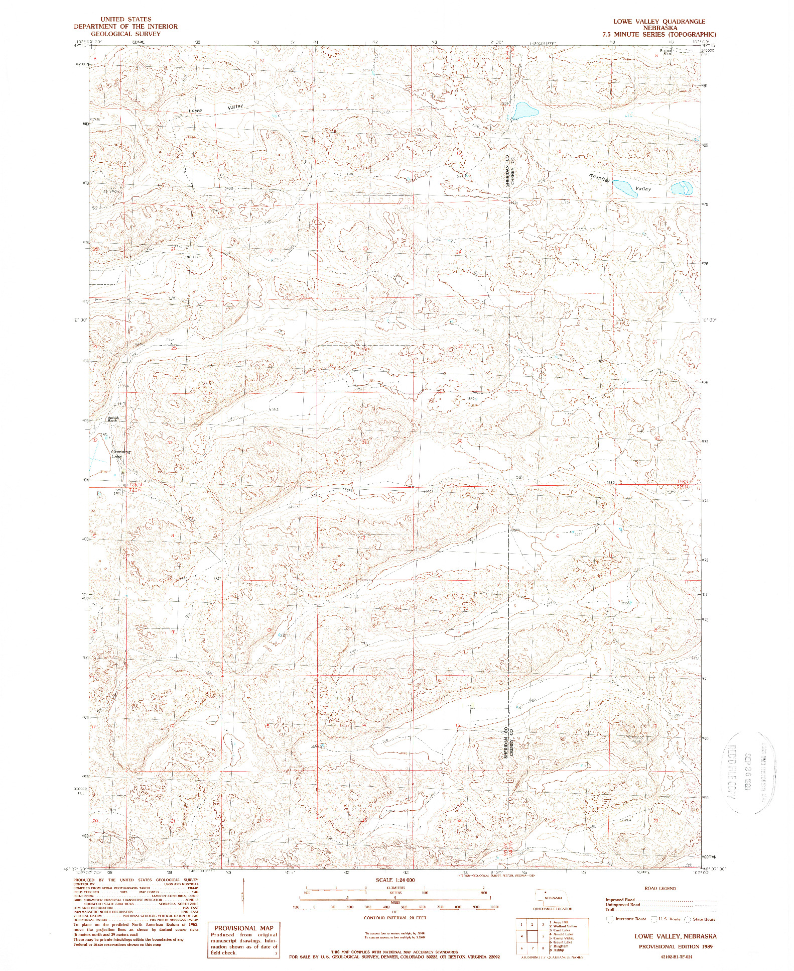 USGS 1:24000-SCALE QUADRANGLE FOR LOWE VALLEY, NE 1989