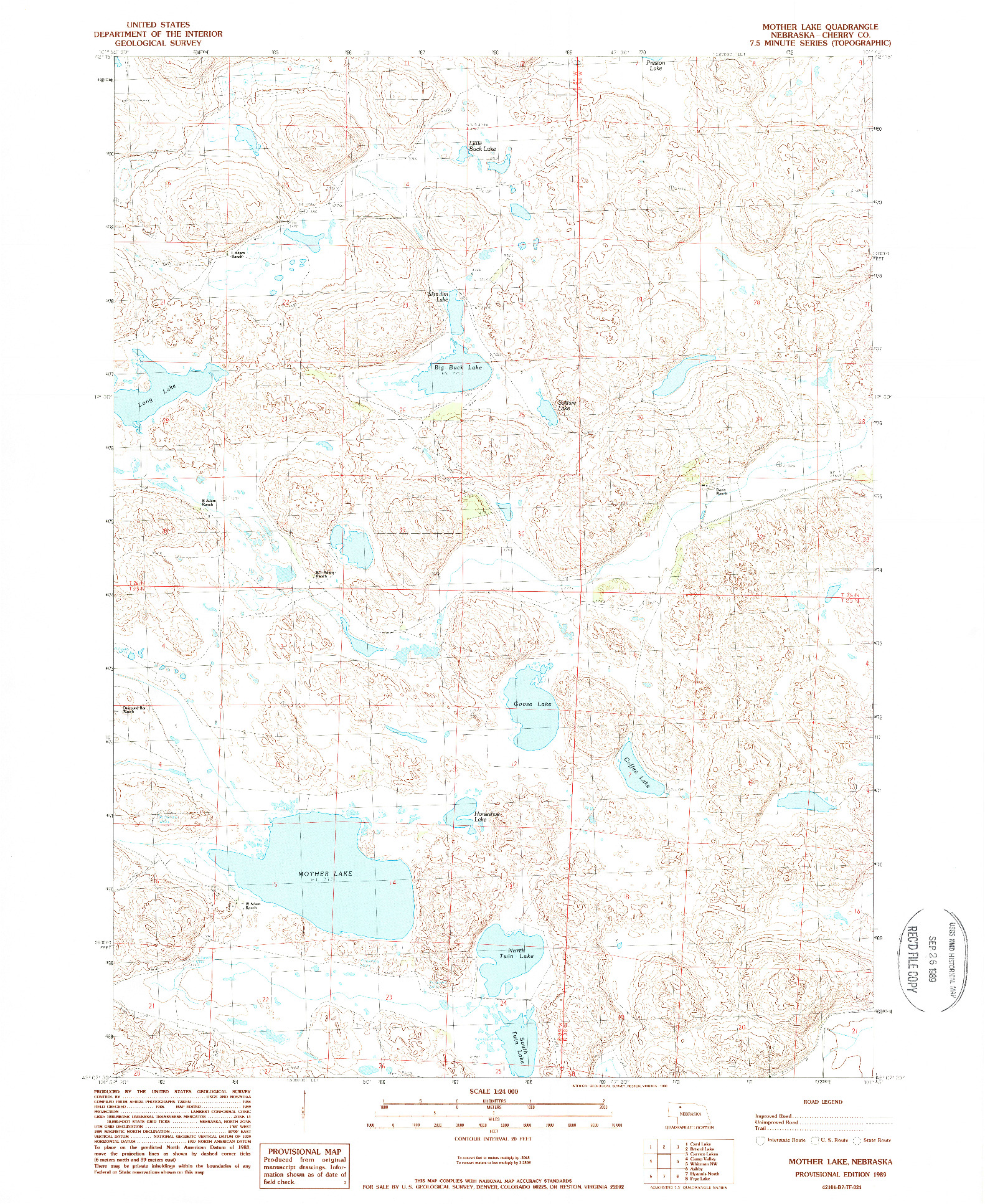 USGS 1:24000-SCALE QUADRANGLE FOR MOTHER LAKE, NE 1989
