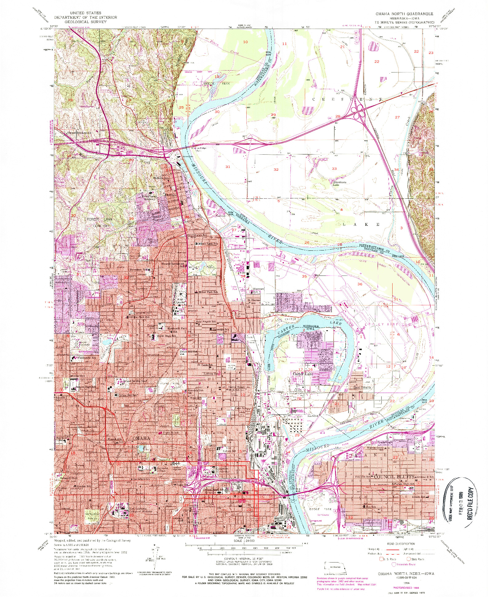 USGS 1:24000-SCALE QUADRANGLE FOR OMAHA NORTH, NE 1956