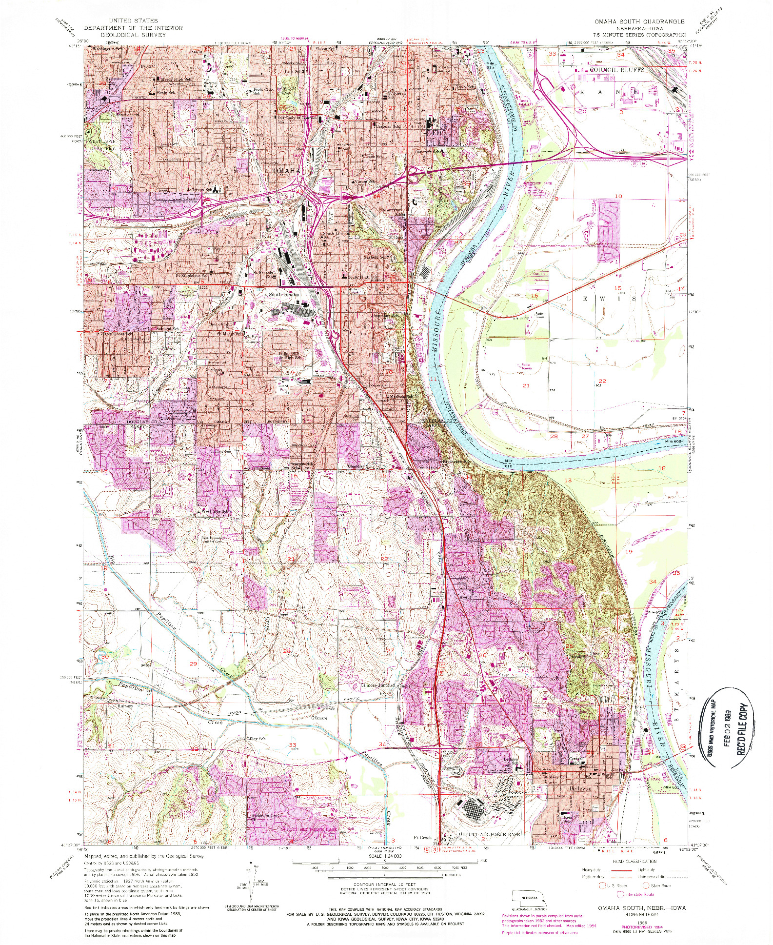 USGS 1:24000-SCALE QUADRANGLE FOR OMAHA SOUTH, NE 1956