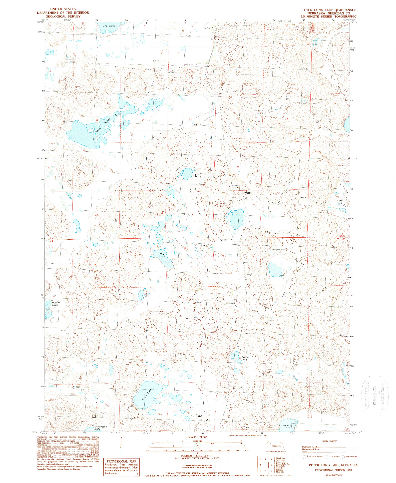 USGS 1:24000-SCALE QUADRANGLE FOR PETER LONG LAKE, NE 1989