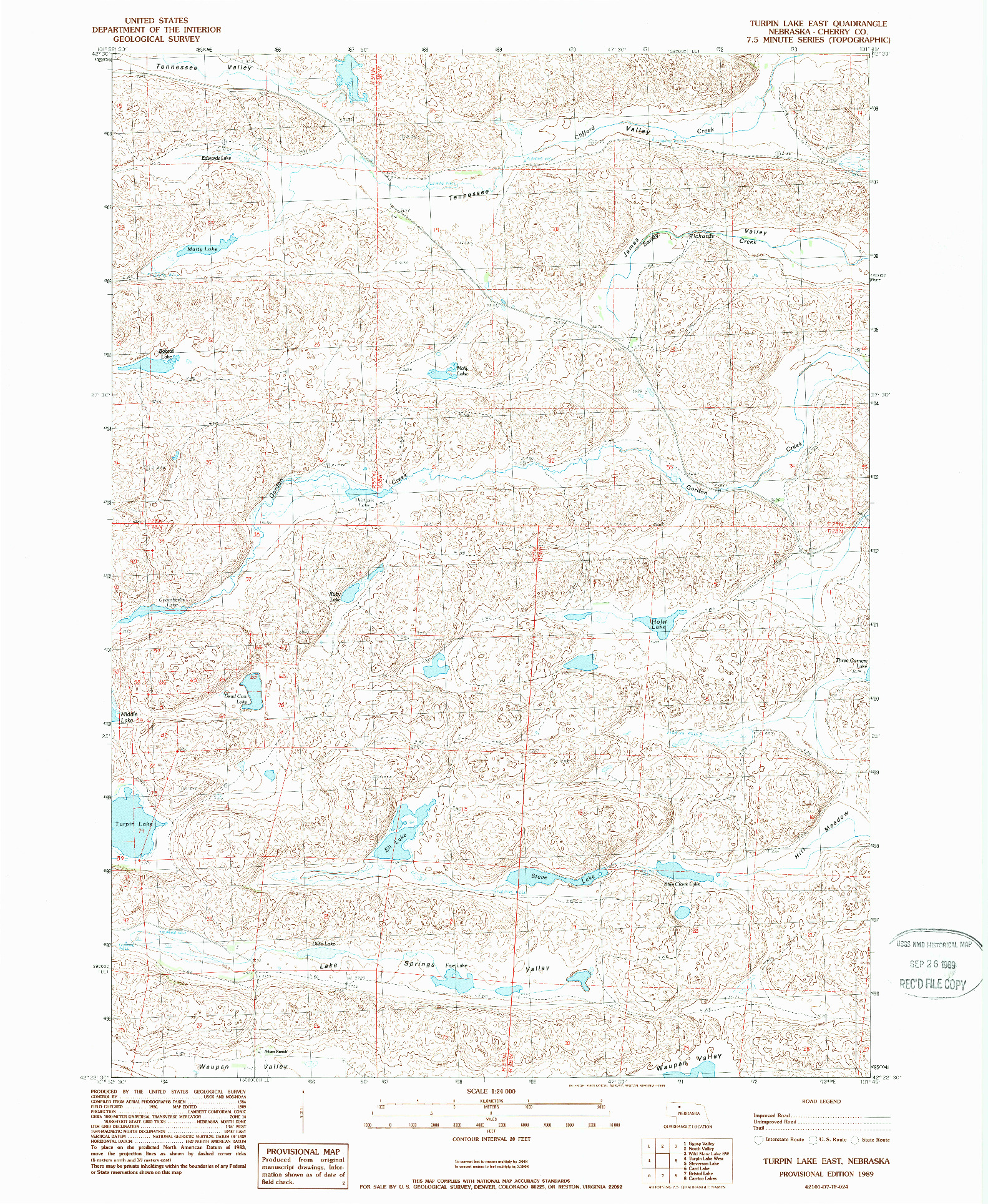 USGS 1:24000-SCALE QUADRANGLE FOR TURPIN LAKE EAST, NE 1989