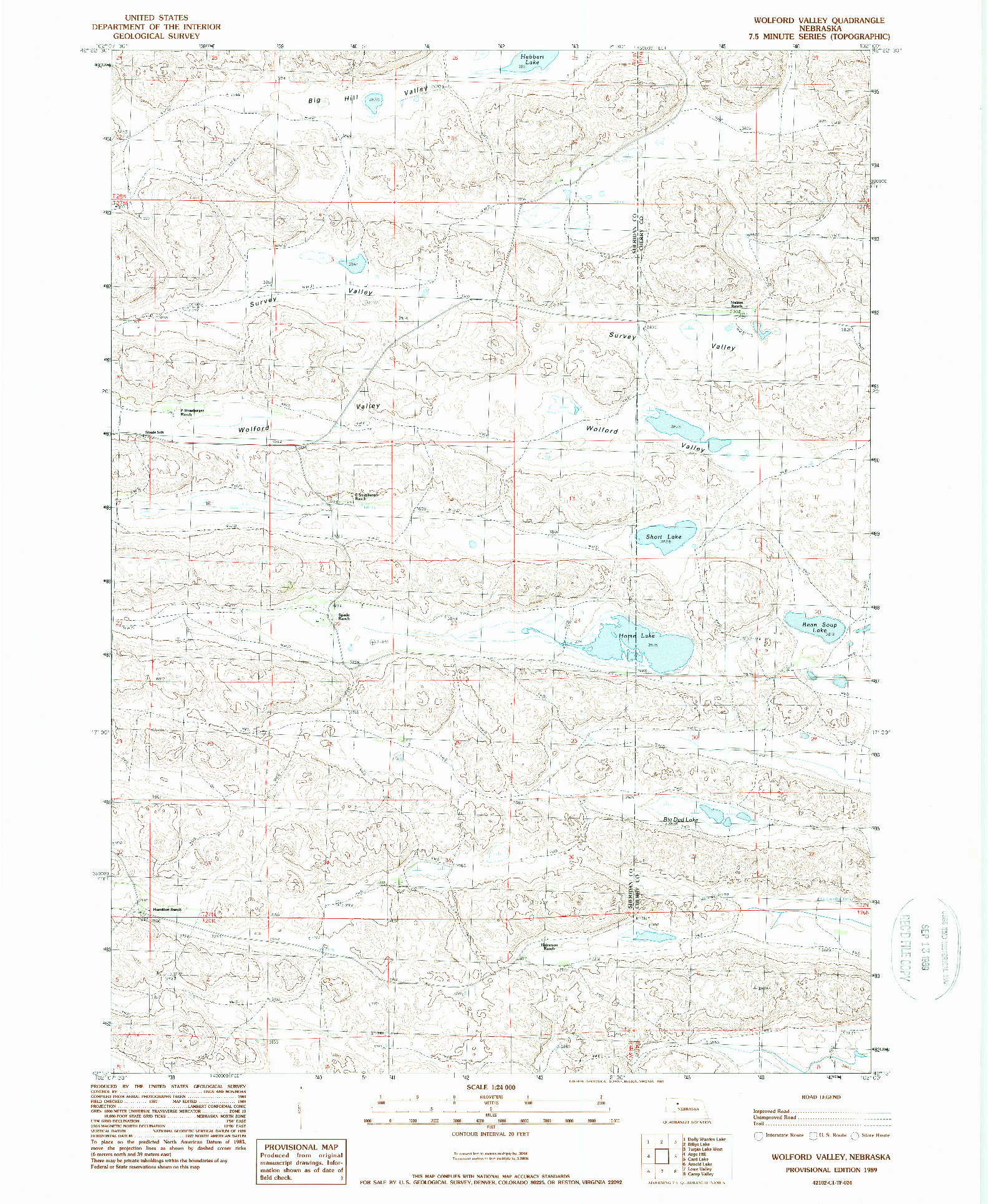 USGS 1:24000-SCALE QUADRANGLE FOR WOLFORD VALLEY, NE 1989