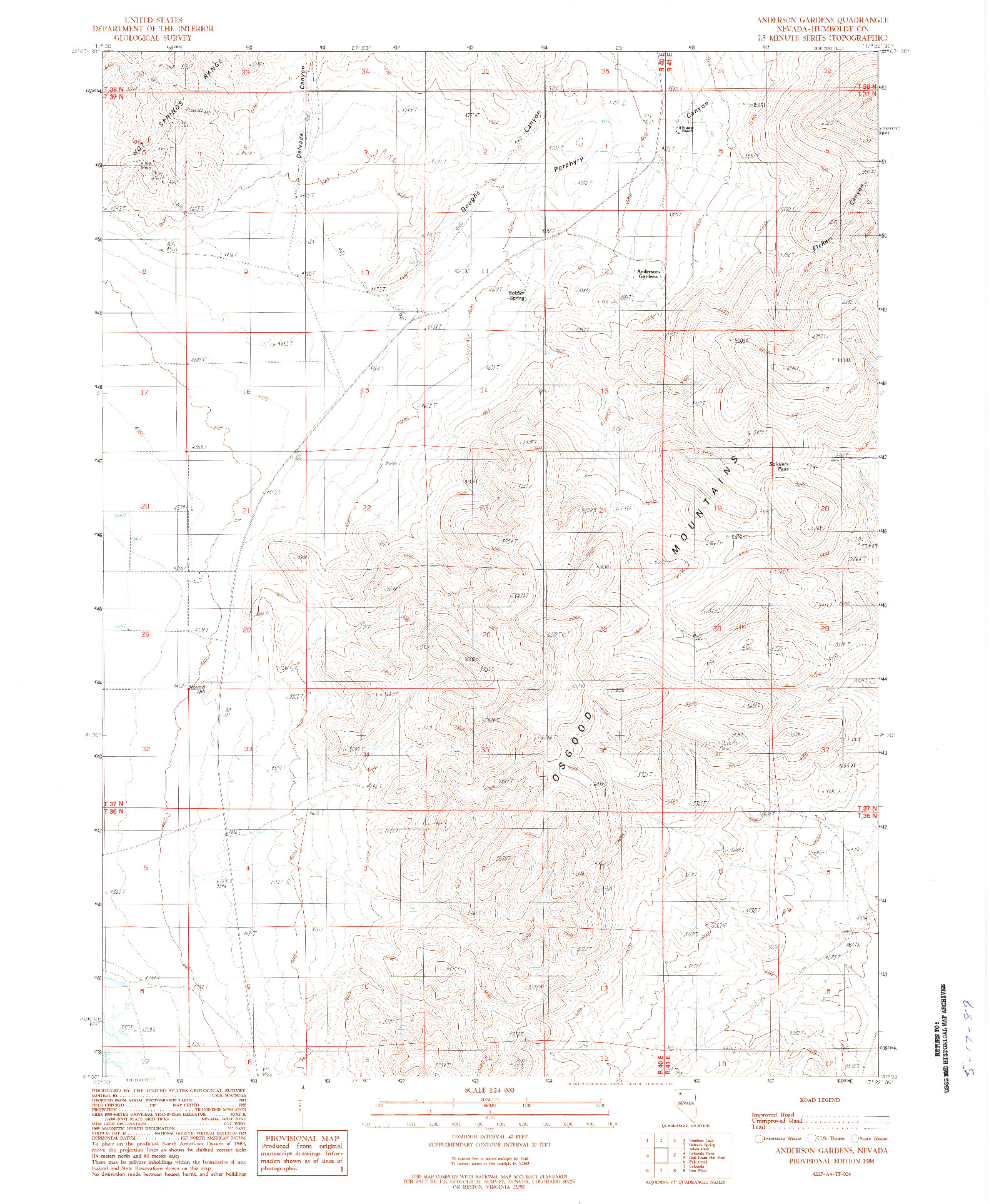 USGS 1:24000-SCALE QUADRANGLE FOR ANDERSON GARDENS, NV 1988