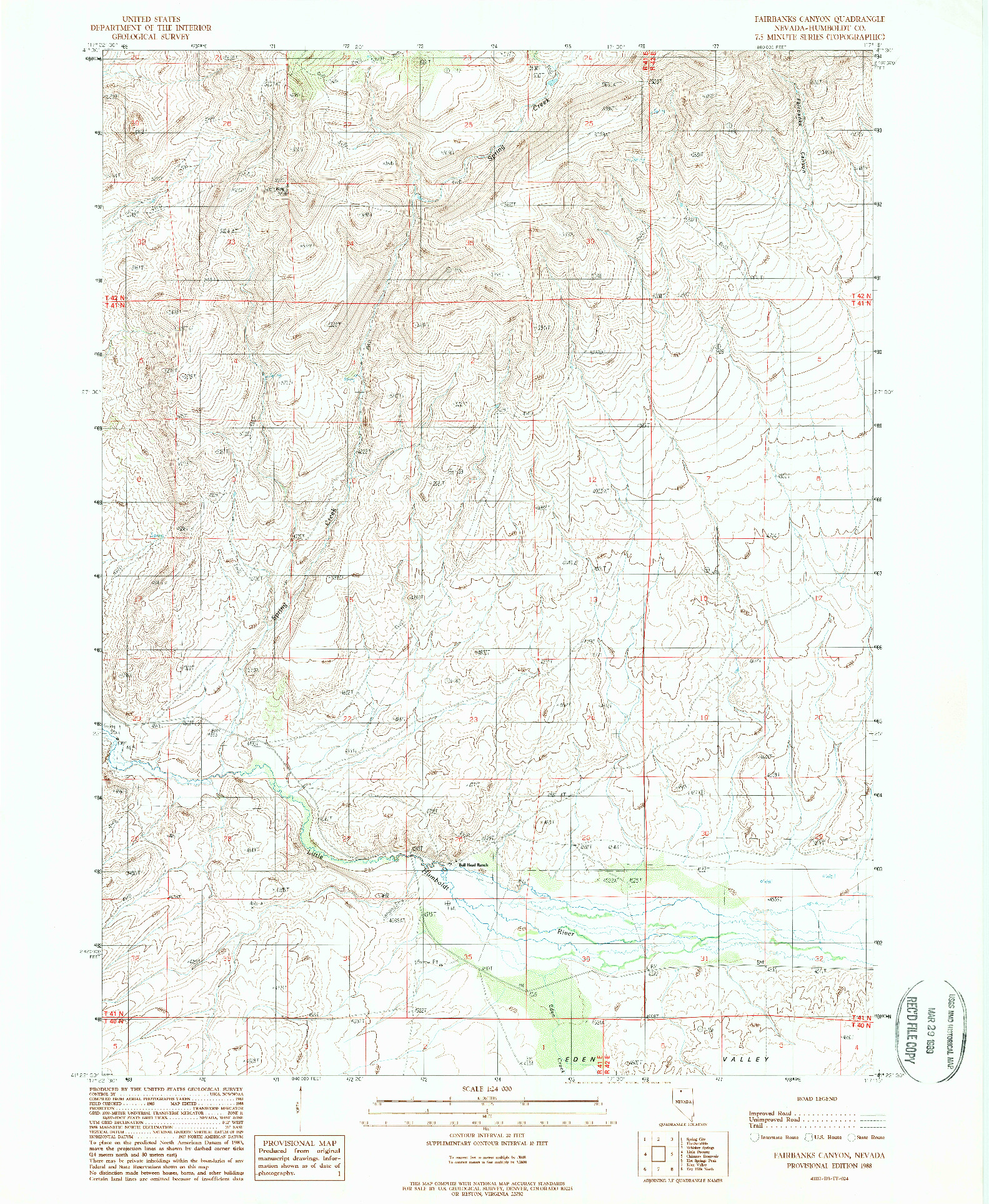 USGS 1:24000-SCALE QUADRANGLE FOR FAIRBANKS CANYON, NV 1988