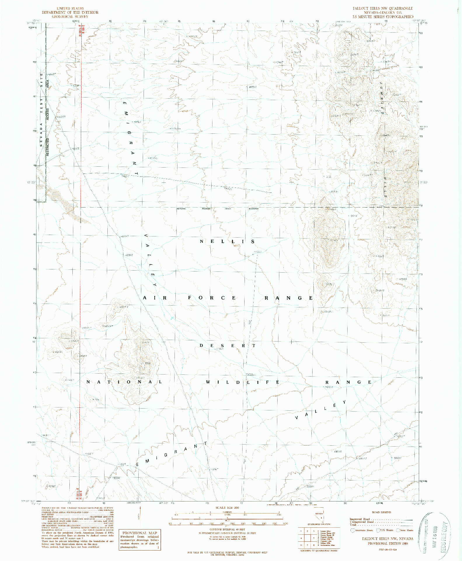 USGS 1:24000-SCALE QUADRANGLE FOR FALLOUT HILLS NW, NV 1989