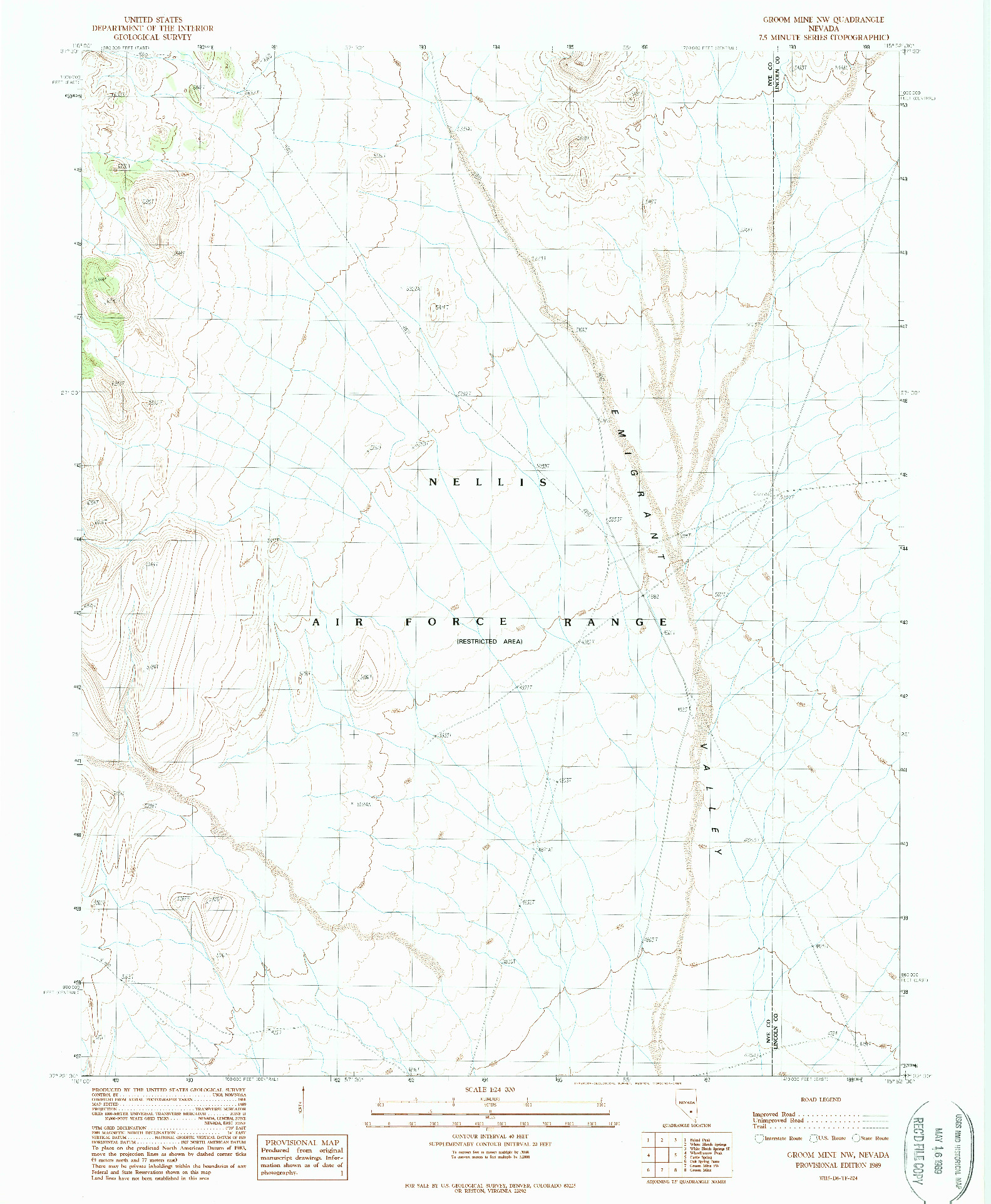 USGS 1:24000-SCALE QUADRANGLE FOR GROOM MINE NW, NV 1989