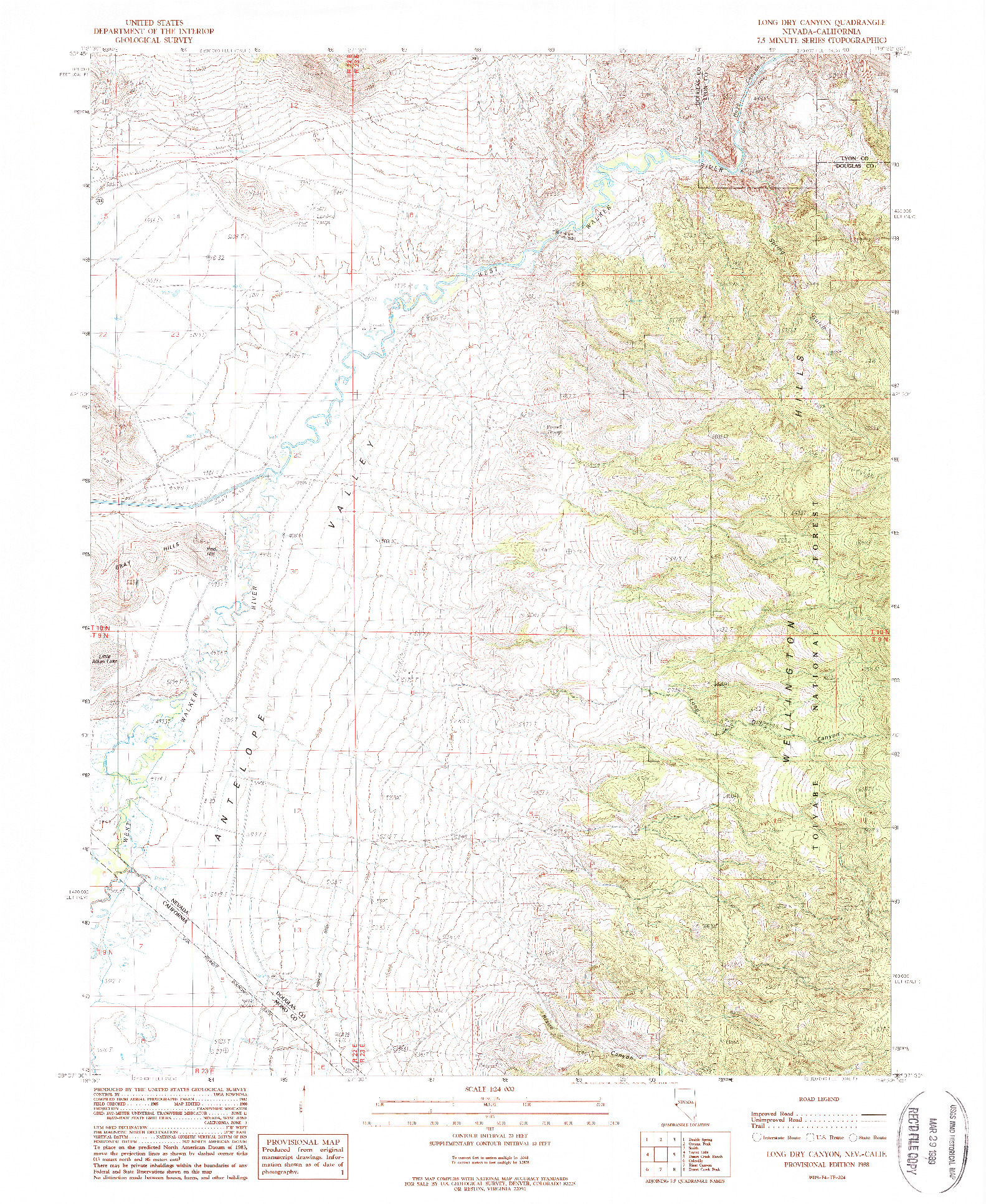 USGS 1:24000-SCALE QUADRANGLE FOR LONG DRY CANYON, NV 1988