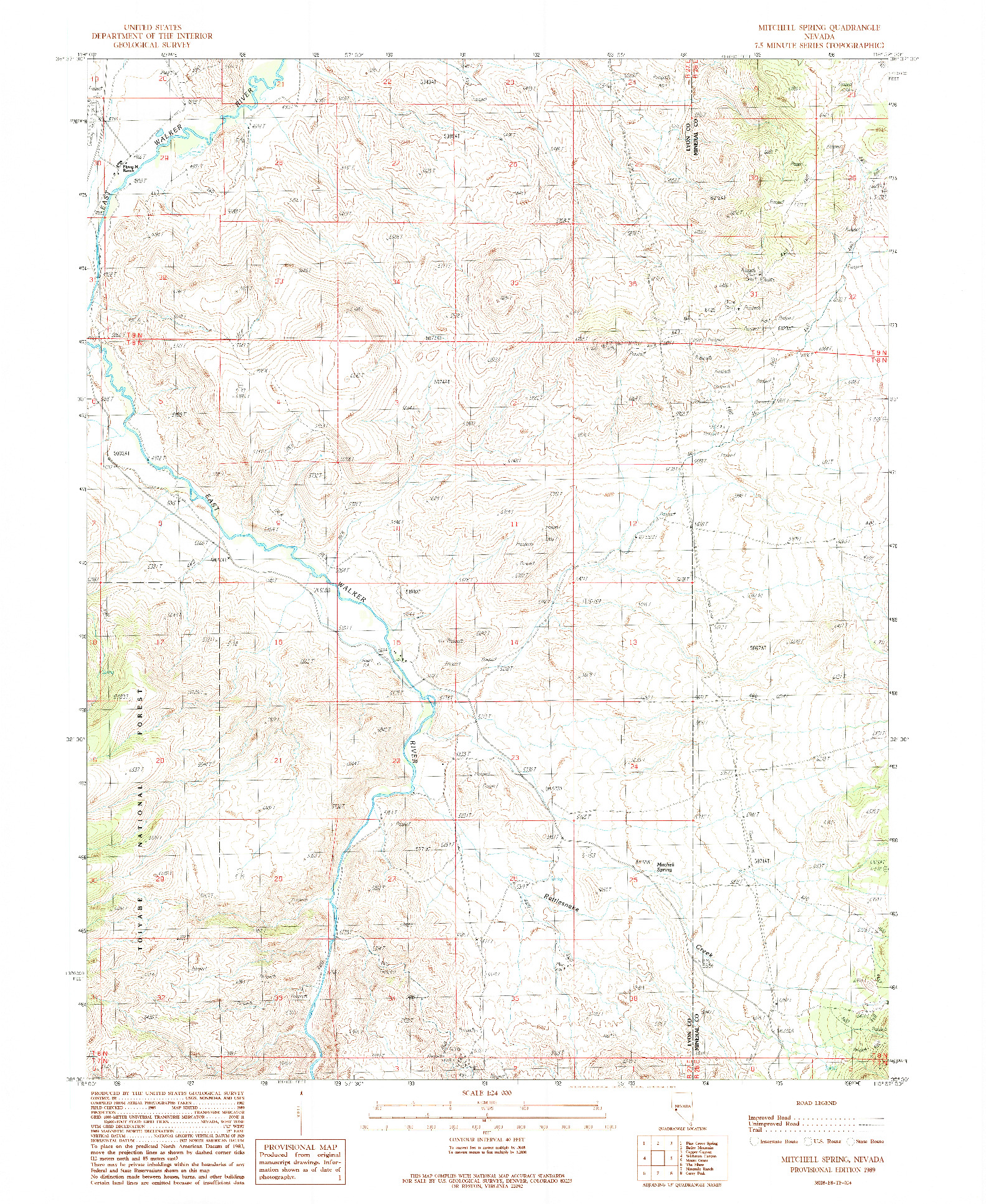 USGS 1:24000-SCALE QUADRANGLE FOR MITCHELL SPRING, NV 1989