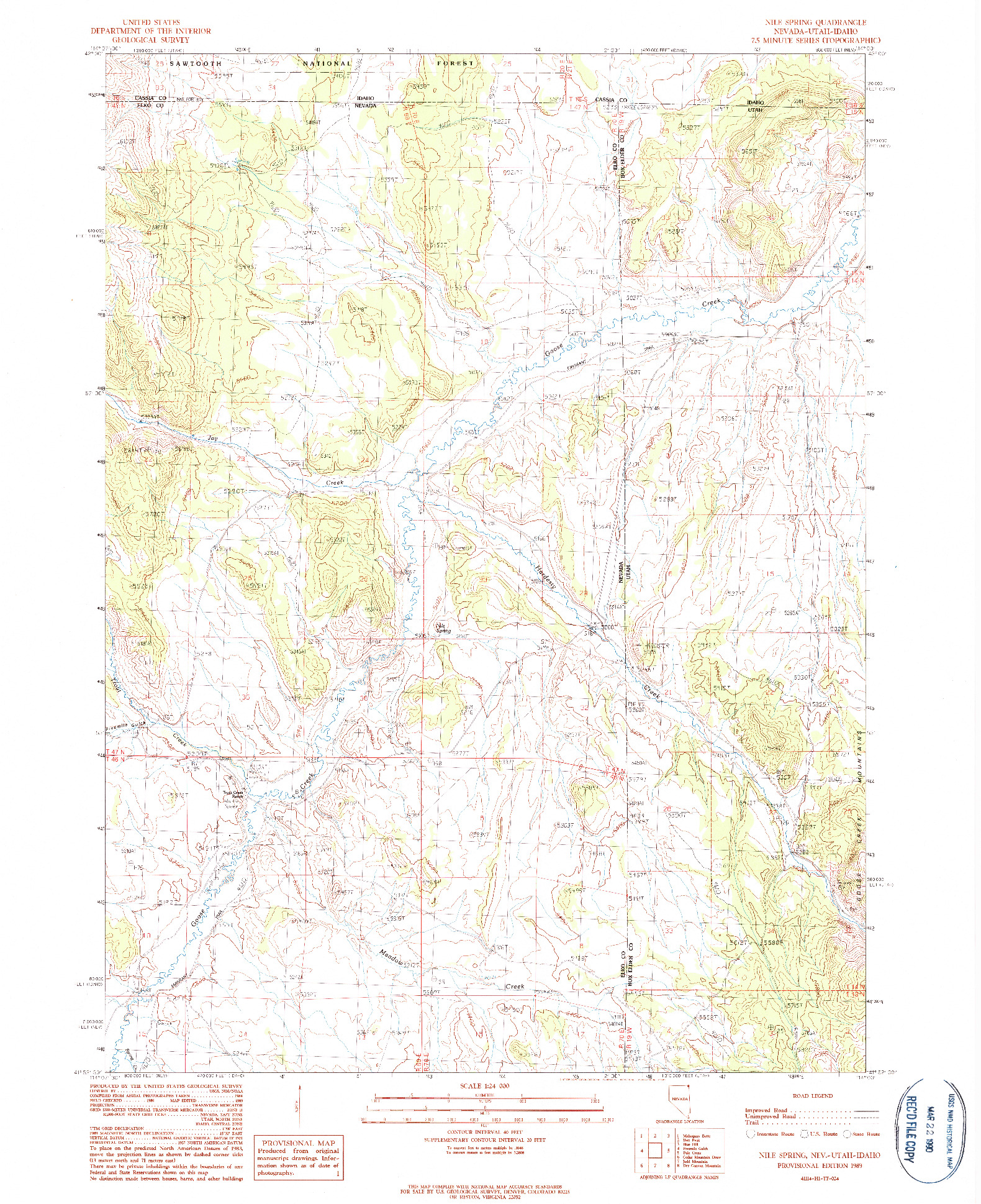 USGS 1:24000-SCALE QUADRANGLE FOR NILE SPRING, NV 1989