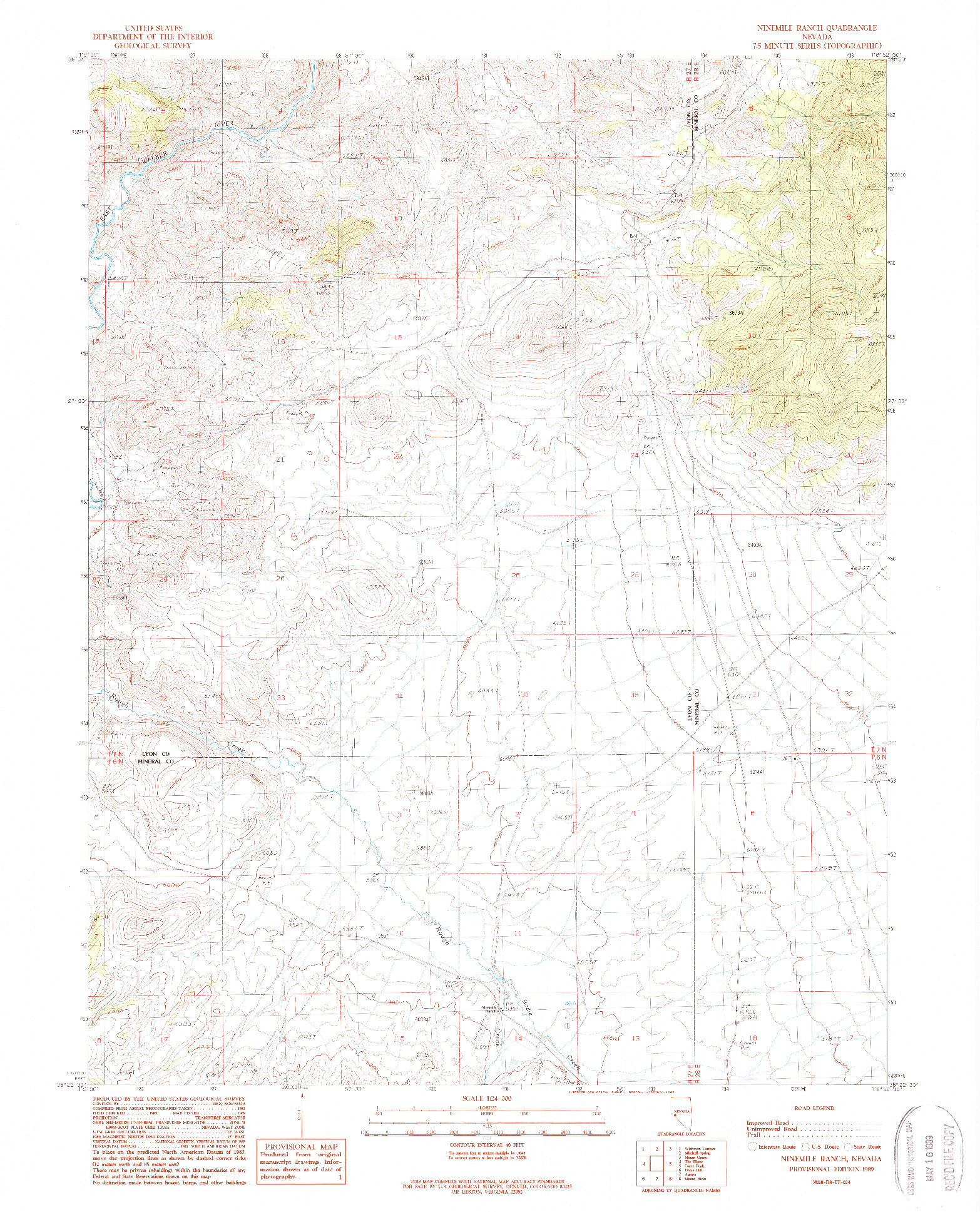 USGS 1:24000-SCALE QUADRANGLE FOR NINEMILE PEAK, NV 1989