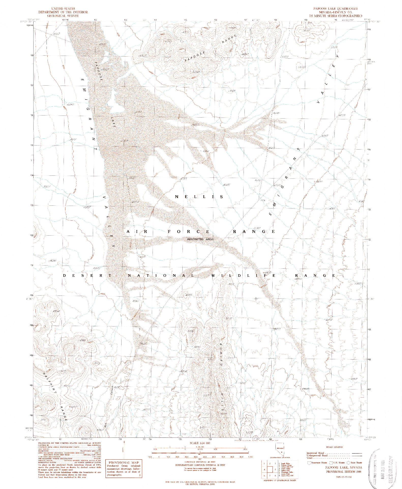 USGS 1:24000-SCALE QUADRANGLE FOR PAPOOSE LAKE, NV 1989
