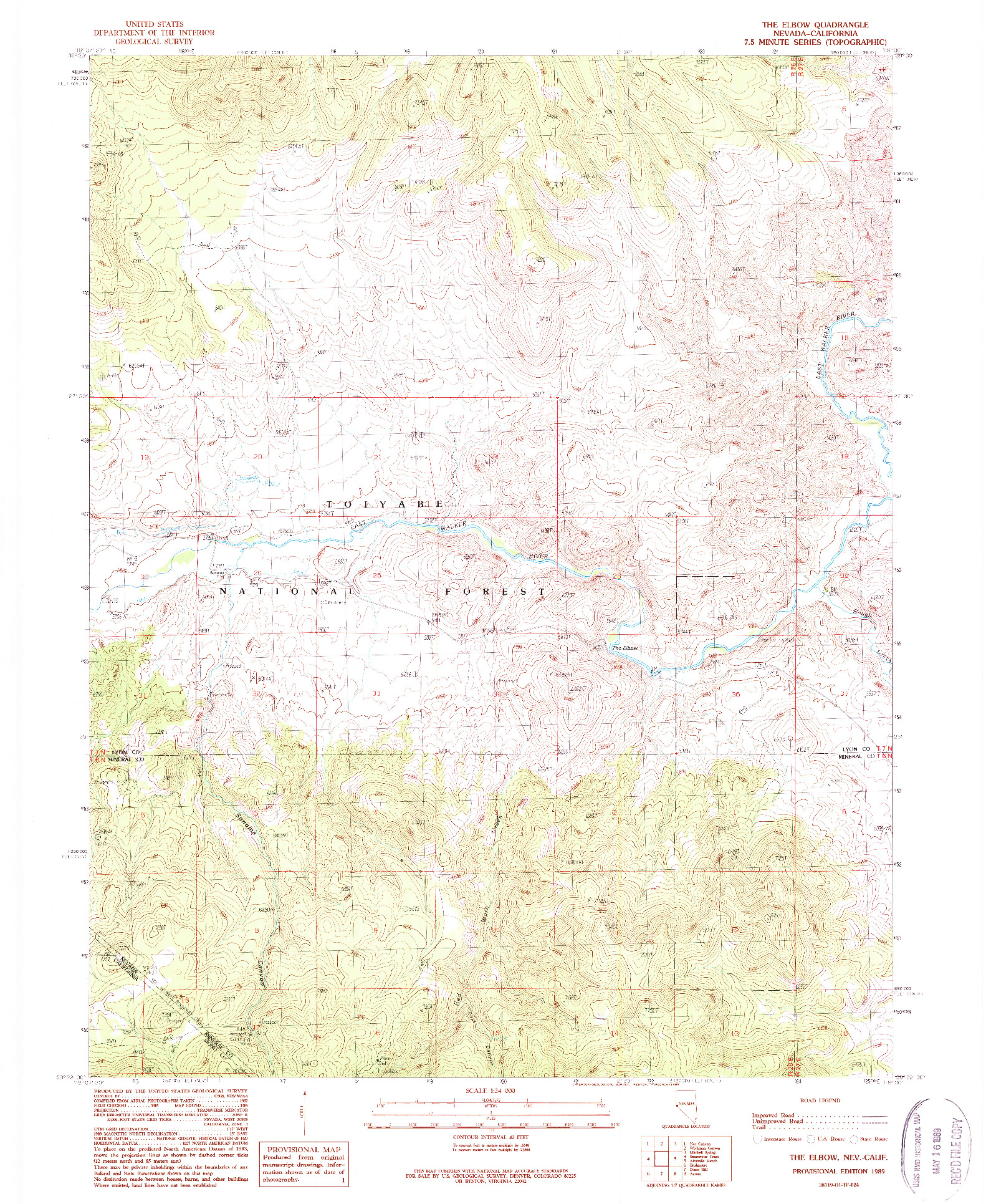USGS 1:24000-SCALE QUADRANGLE FOR THE ELBOW, NV 1989
