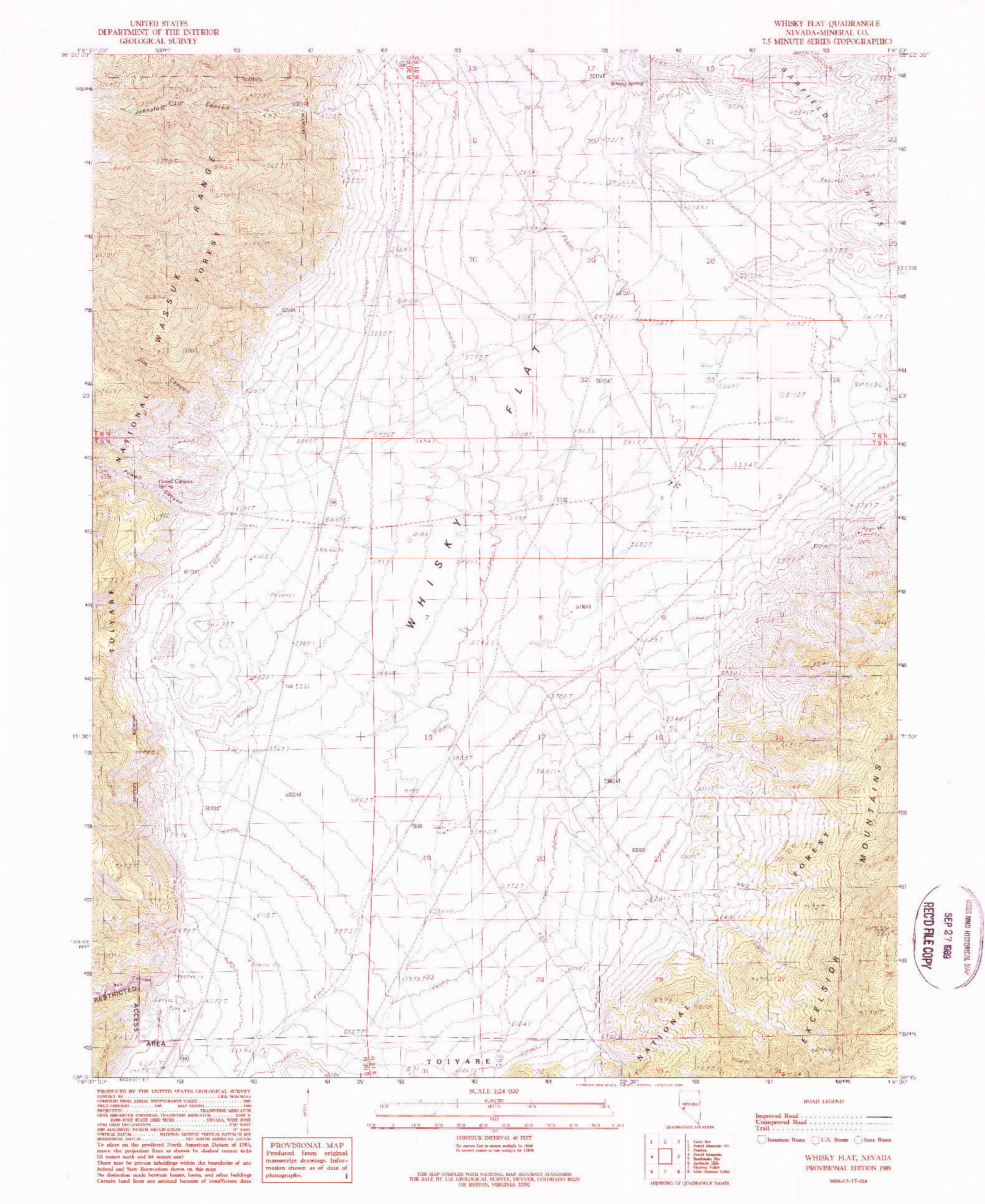 USGS 1:24000-SCALE QUADRANGLE FOR WHISKY FLAT, NV 1989