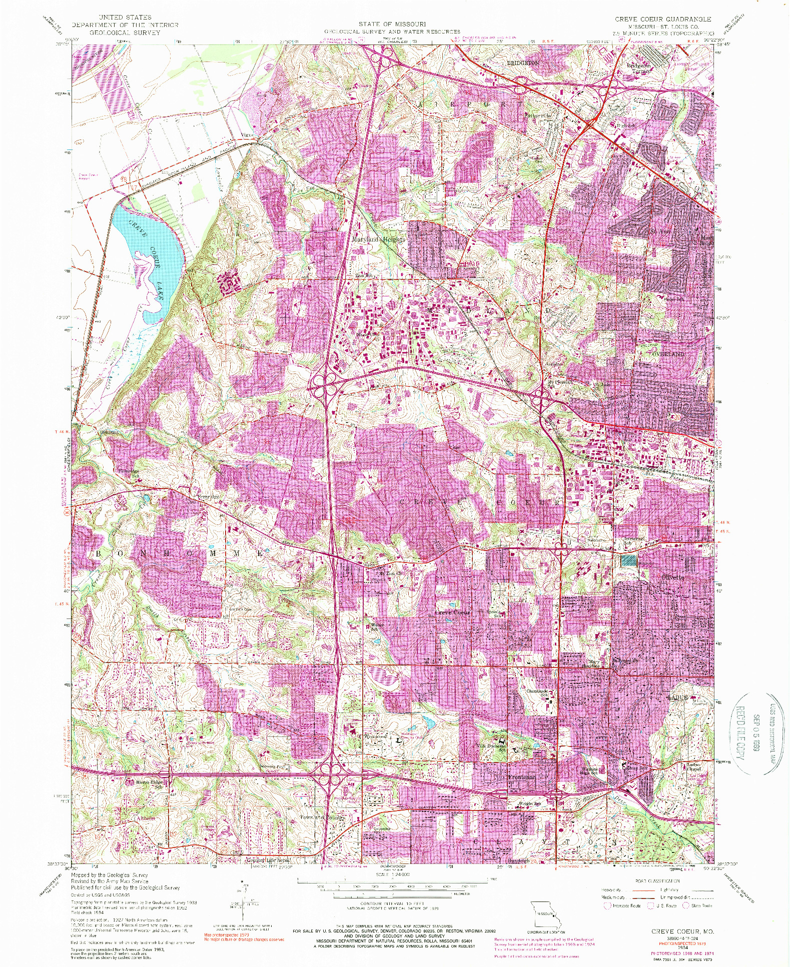 USGS 1:24000-SCALE QUADRANGLE FOR CREVE COEUR, MO 1954