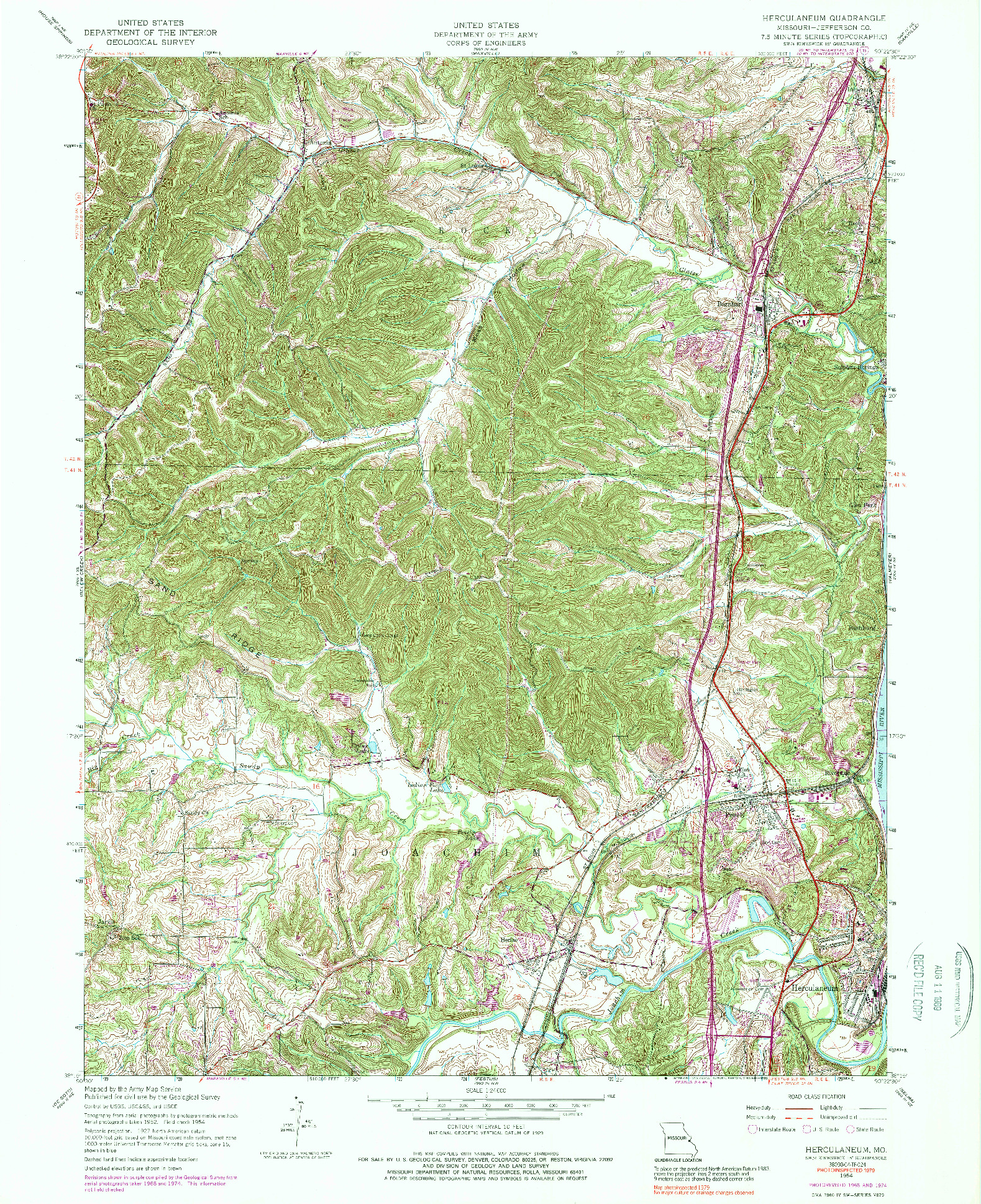 USGS 1:24000-SCALE QUADRANGLE FOR HERCULANEUM, MO 1954