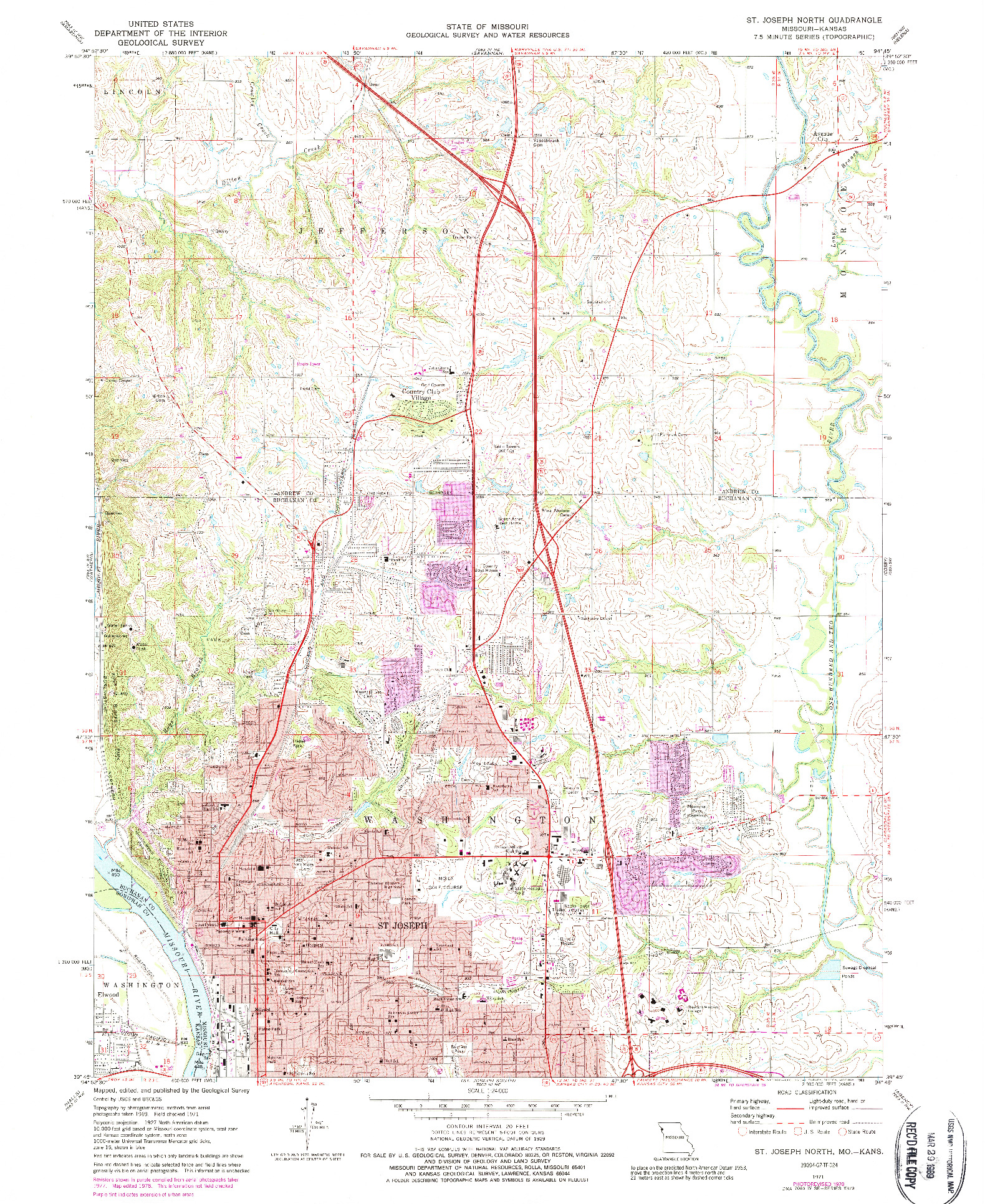 USGS 1:24000-SCALE QUADRANGLE FOR ST. JOSEPH NORTH, MO 1971