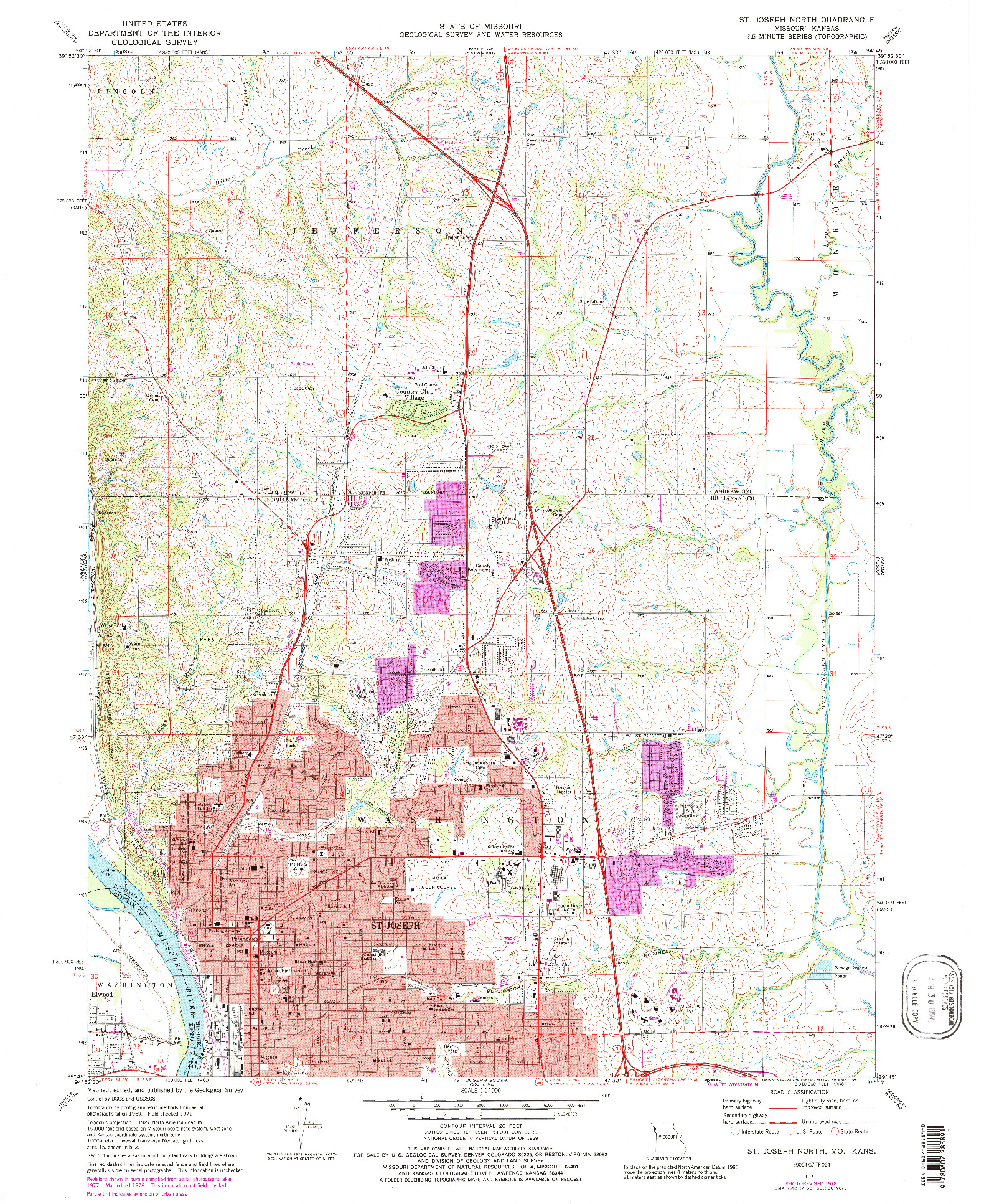 USGS 1:24000-SCALE QUADRANGLE FOR ST. JOSEPH NORTH, MO 1971