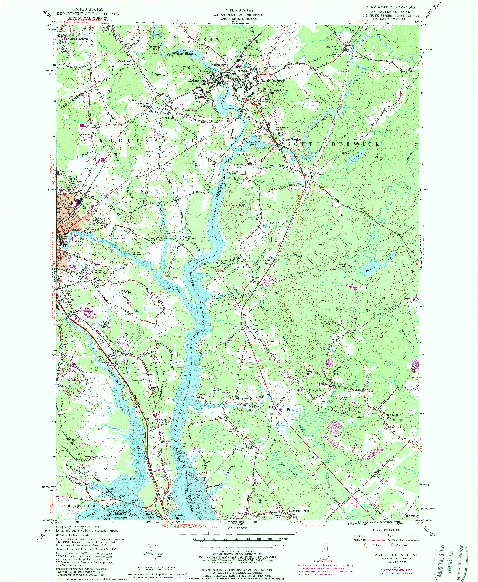 USGS 1:24000-SCALE QUADRANGLE FOR DOVER EAST, NH 1956
