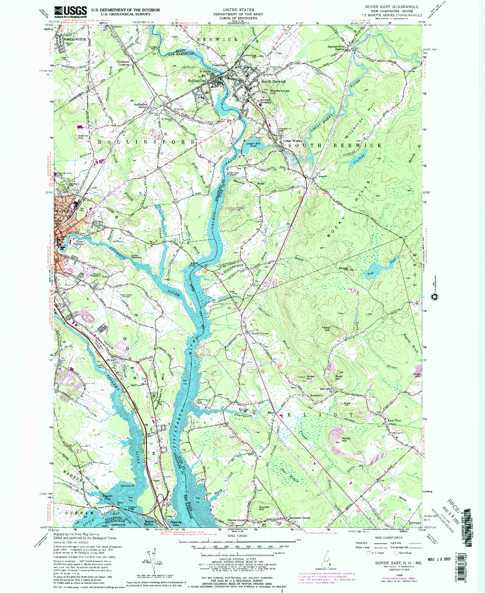 USGS 1:24000-SCALE QUADRANGLE FOR DOVER EAST, NH 1956