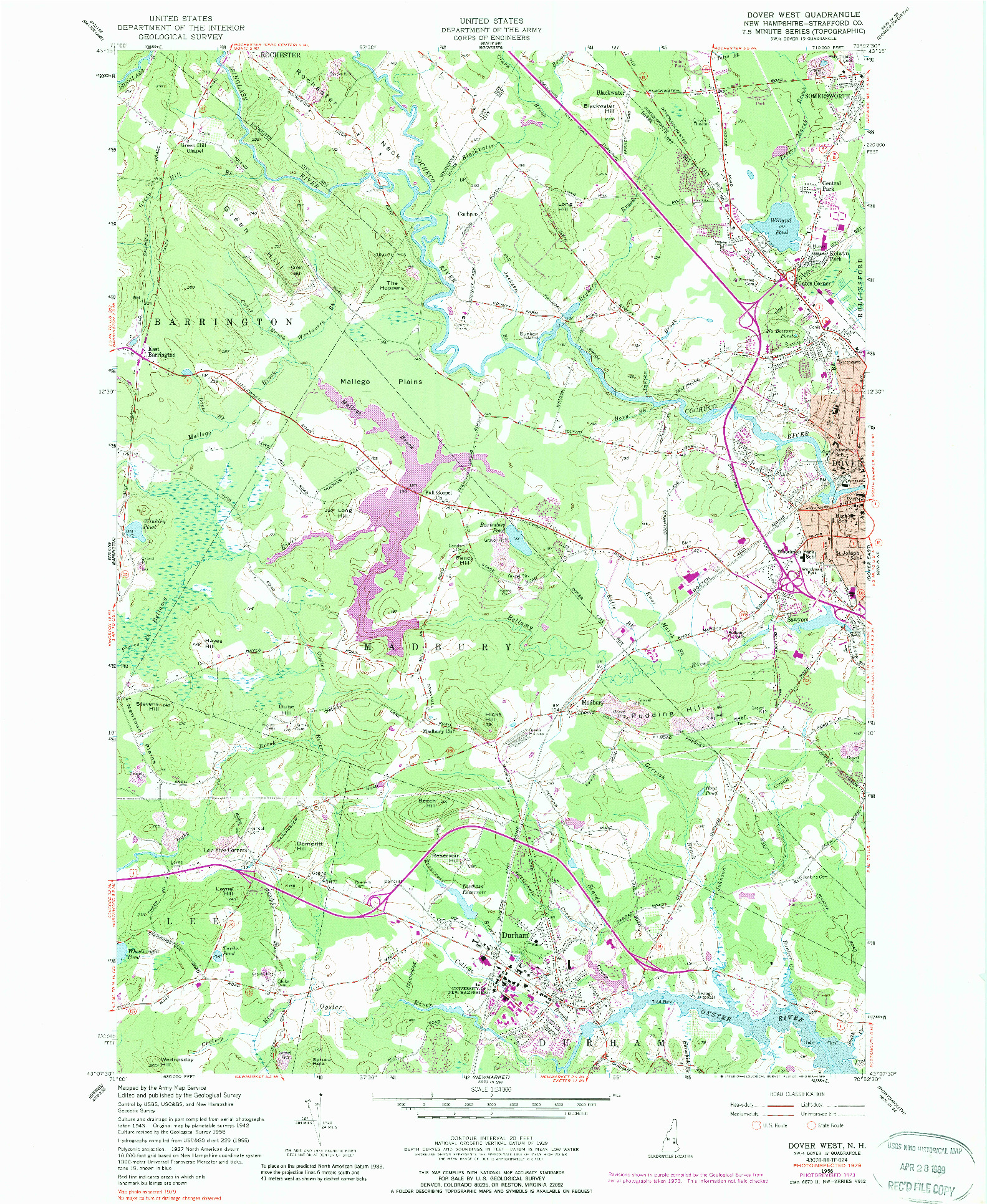 USGS 1:24000-SCALE QUADRANGLE FOR DOVER WEST, NH 1956