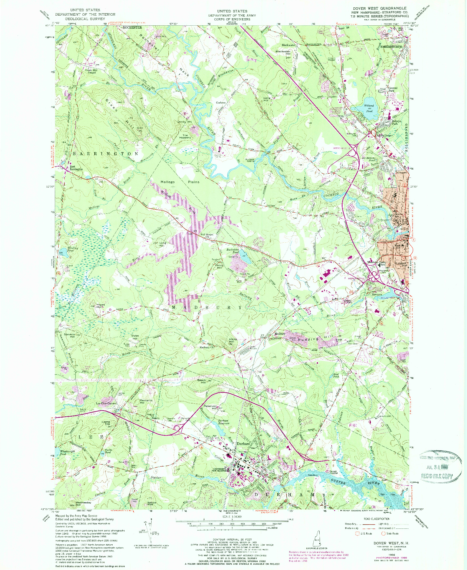 USGS 1:24000-SCALE QUADRANGLE FOR DOVER WEST, NH 1956