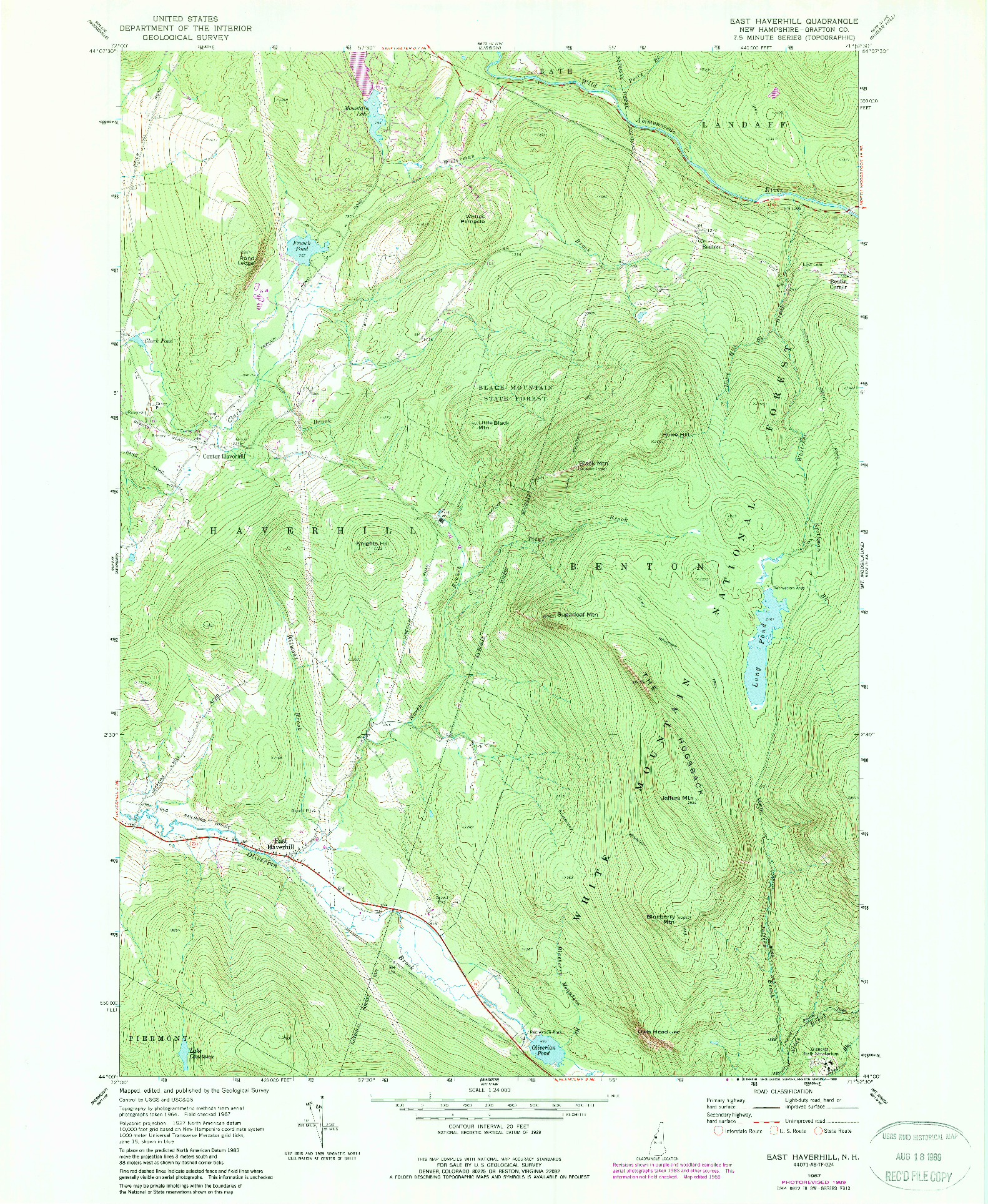 USGS 1:24000-SCALE QUADRANGLE FOR EAST HAVERHILL, NH 1967