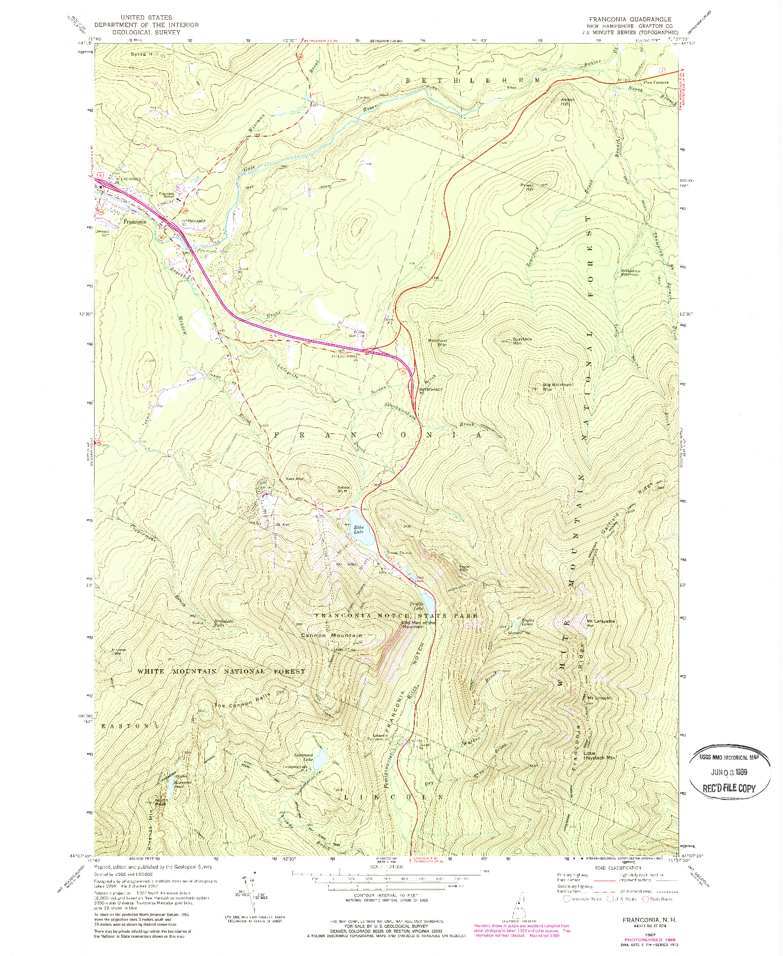 USGS 1:24000-SCALE QUADRANGLE FOR FRANCONIA, NH 1967