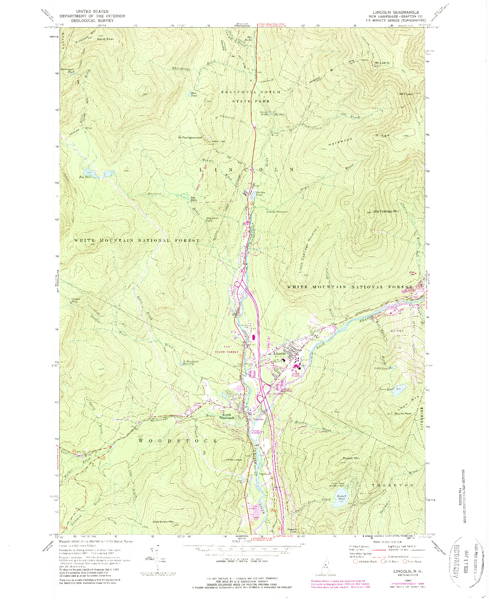 USGS 1:24000-SCALE QUADRANGLE FOR LINCOLN, NH 1967