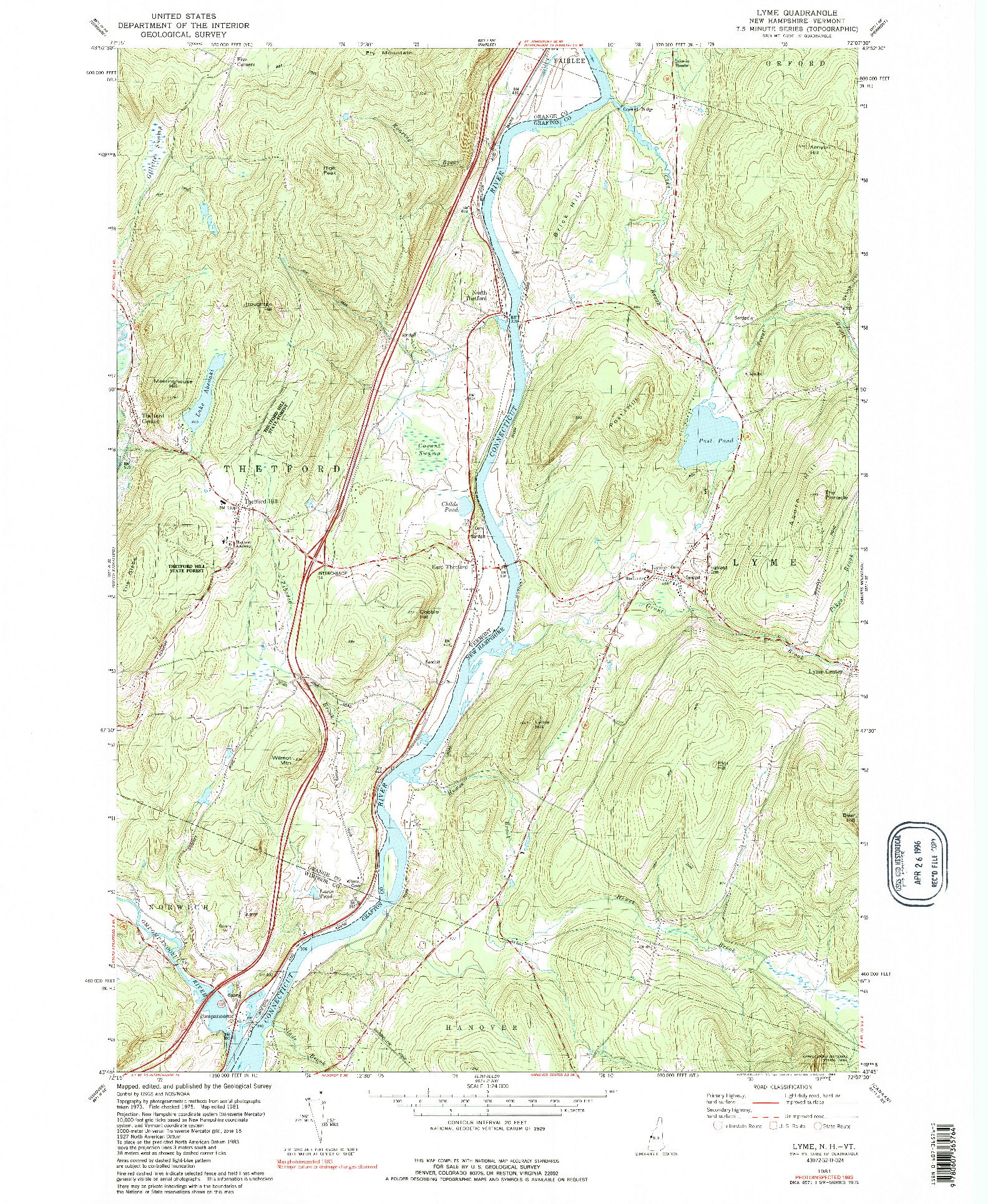 USGS 1:24000-SCALE QUADRANGLE FOR LYME, NH 1981