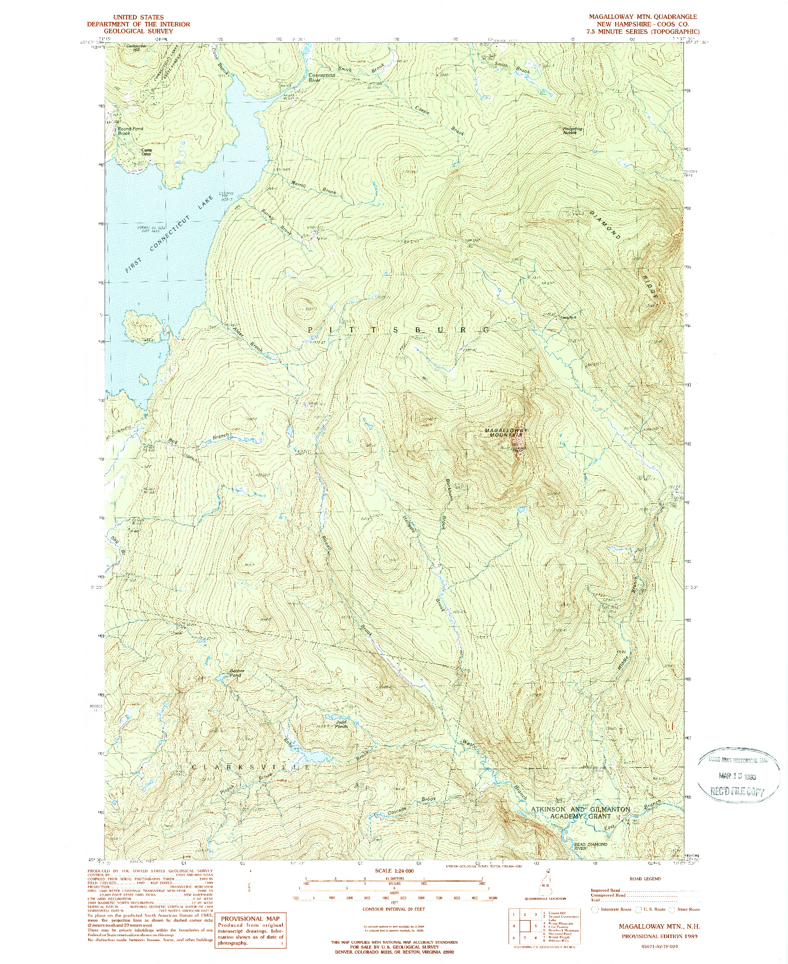 USGS 1:24000-SCALE QUADRANGLE FOR MAGALLOWAY MTN, NH 1989