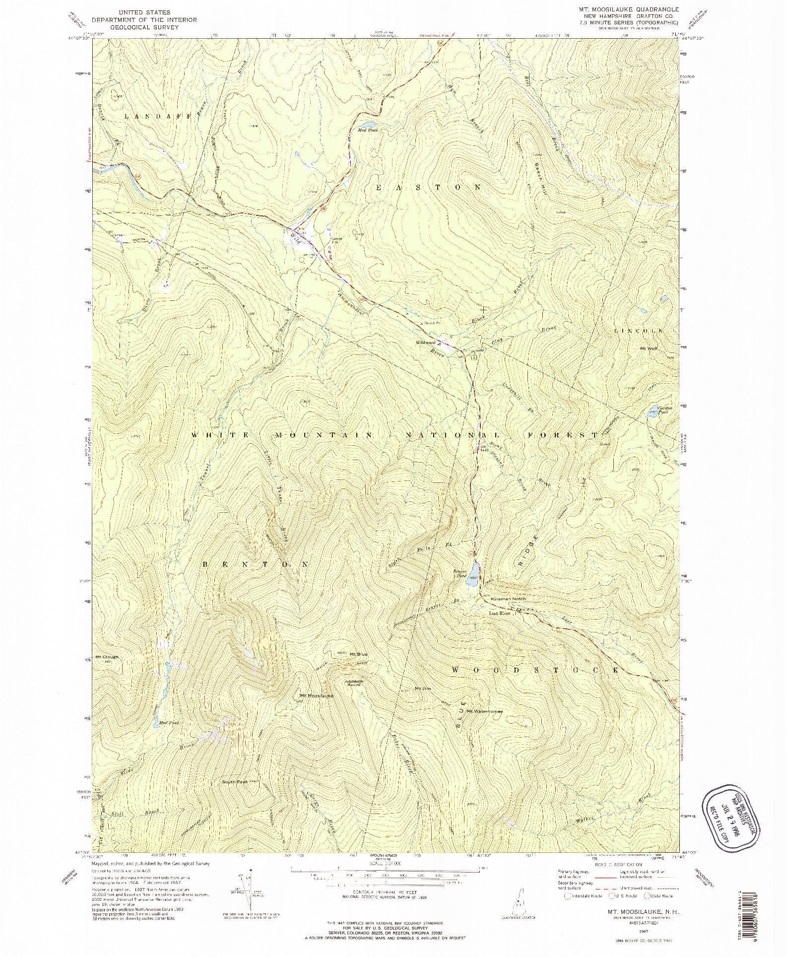 USGS 1:24000-SCALE QUADRANGLE FOR MT. MOOSILAUKE, NH 1967