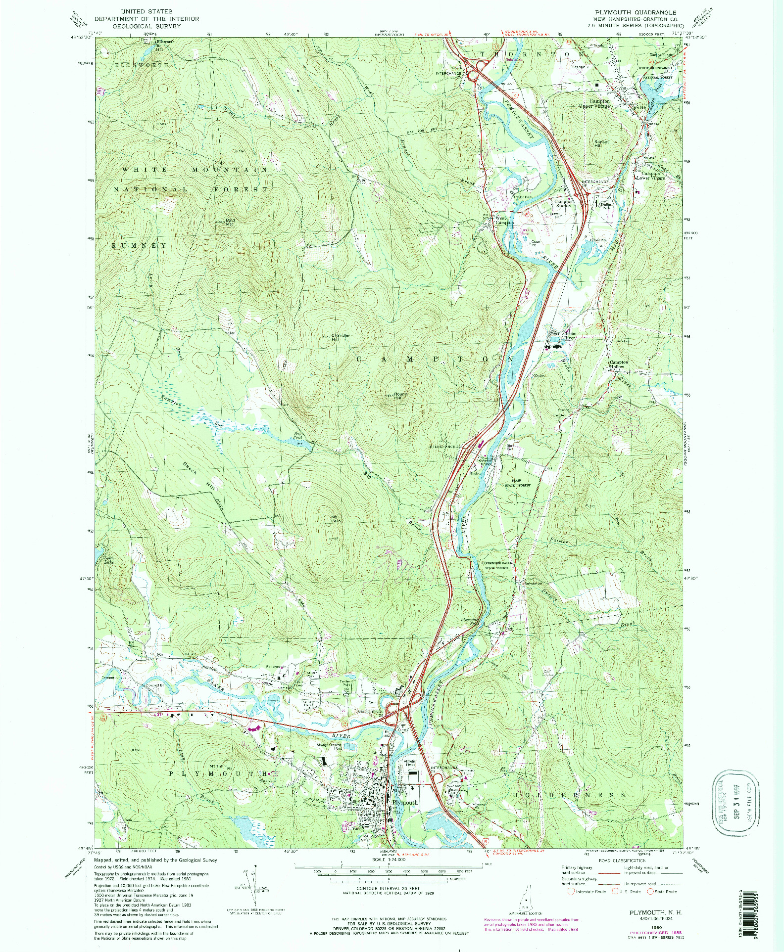 USGS 1:24000-SCALE QUADRANGLE FOR PLYMOUTH, NH 1980