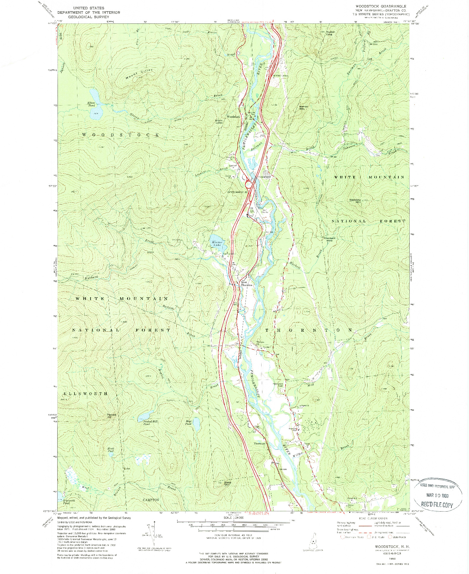 USGS 1:24000-SCALE QUADRANGLE FOR WOODSTOCK, NH 1980
