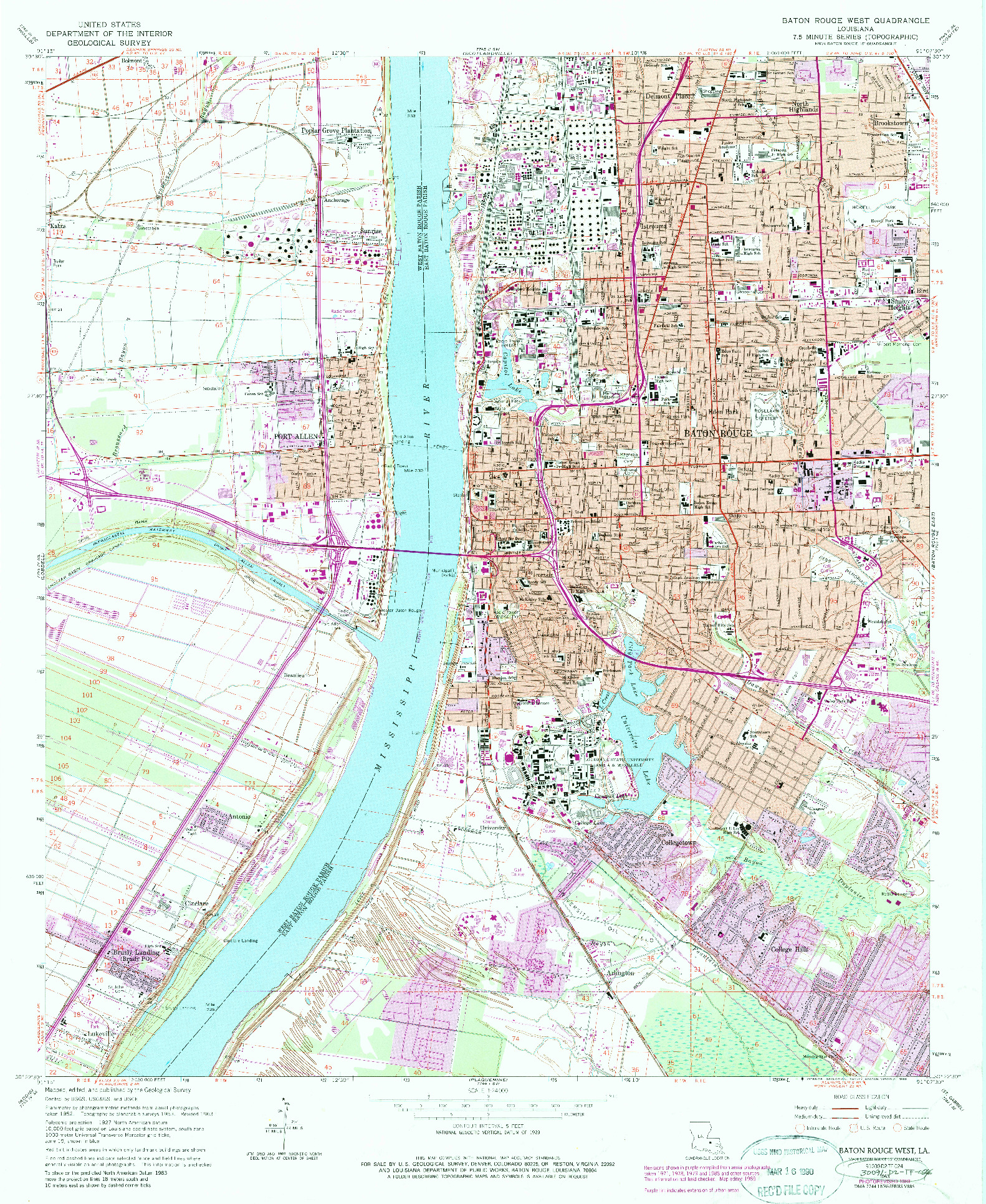 USGS 1:24000-SCALE QUADRANGLE FOR BATON ROUGE WEST, LA 1963