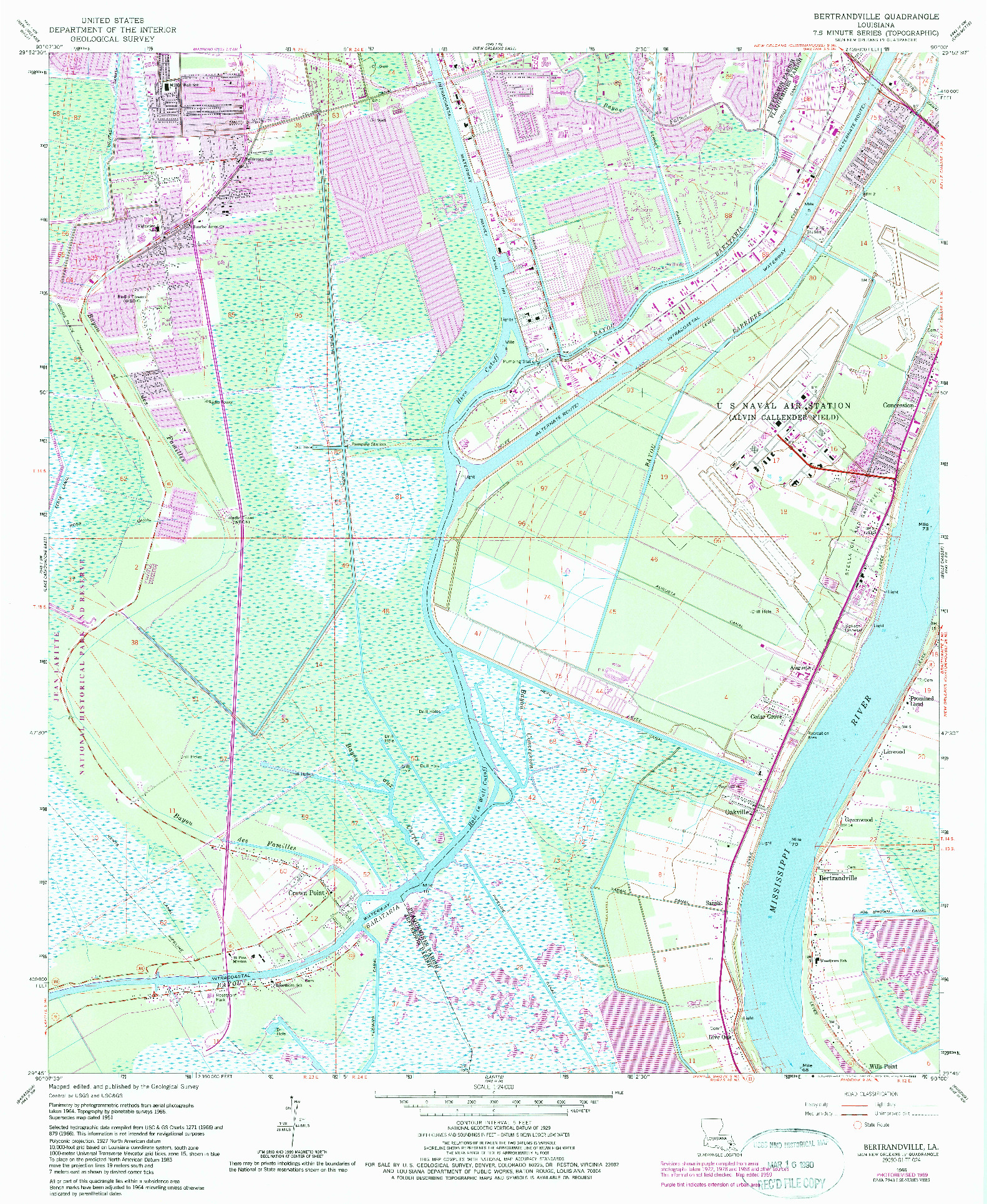 USGS 1:24000-SCALE QUADRANGLE FOR BERTRANDVILLE, LA 1966