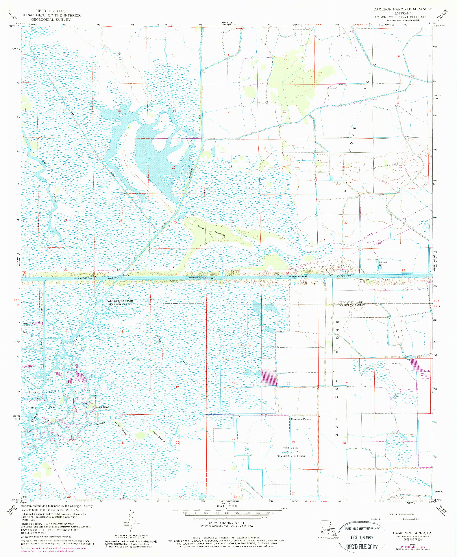 USGS 1:24000-SCALE QUADRANGLE FOR CAMERON FARMS, LA 1960