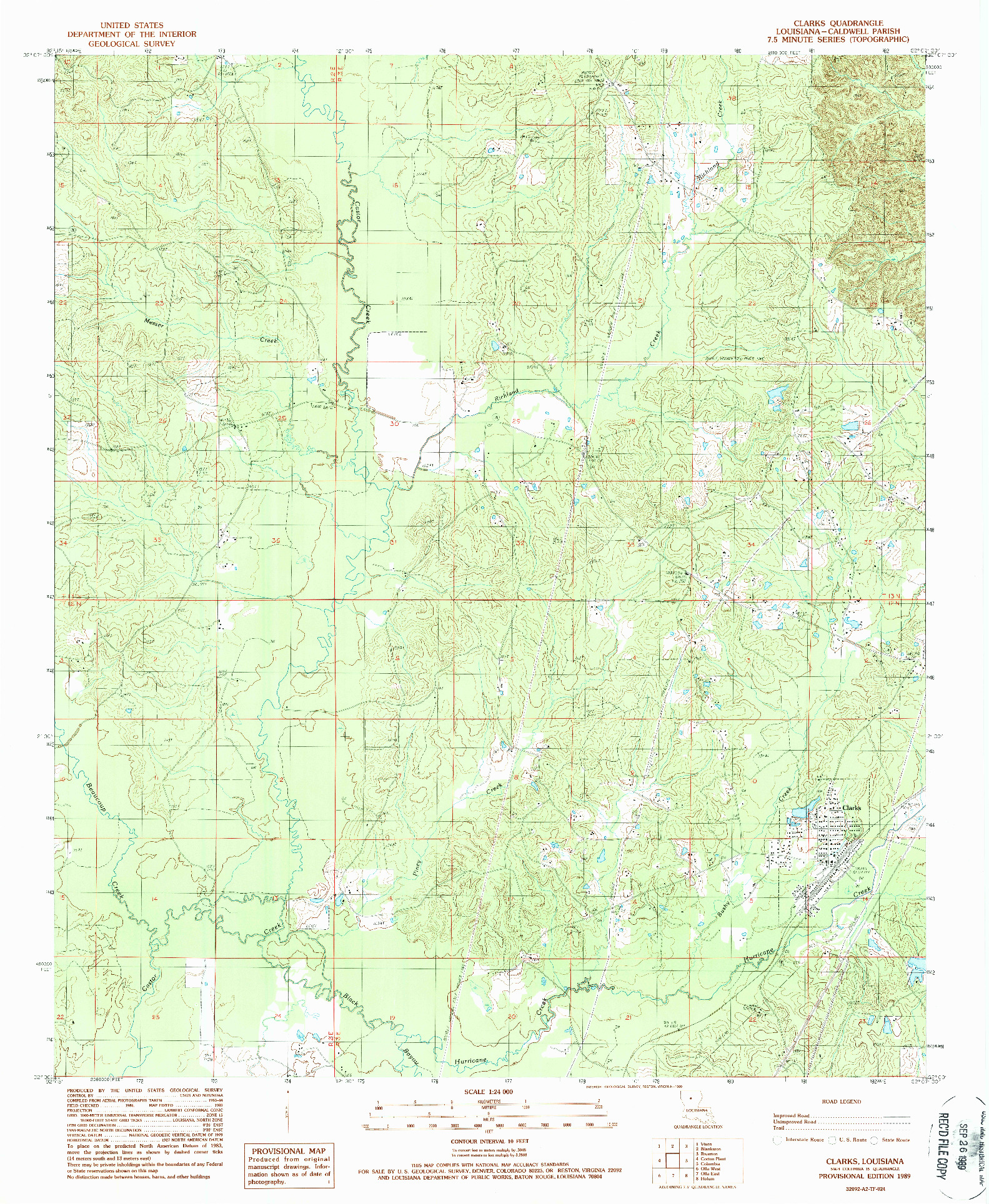 USGS 1:24000-SCALE QUADRANGLE FOR CLARK, LA 1989