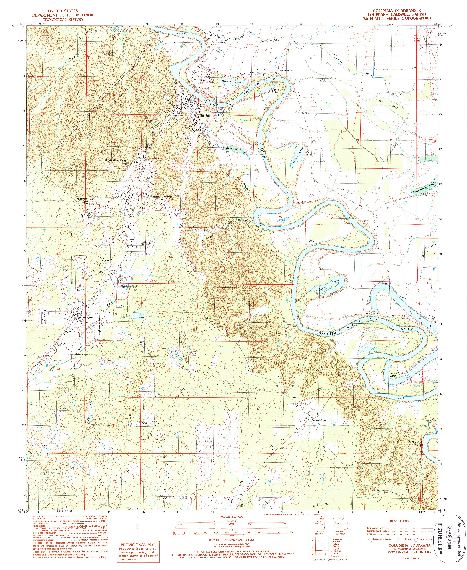 USGS 1:24000-SCALE QUADRANGLE FOR COLUMBIA, LA 1989