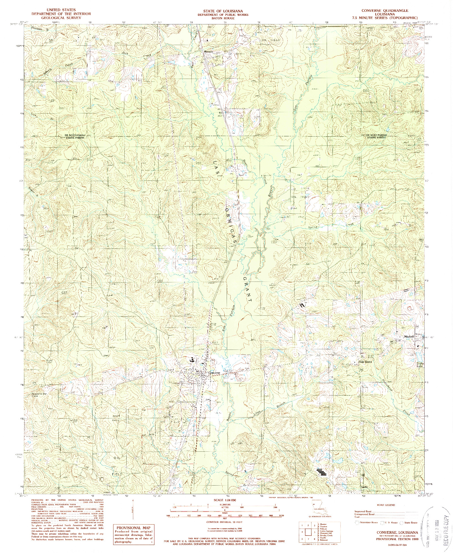USGS 1:24000-SCALE QUADRANGLE FOR CONVERSE, LA 1989