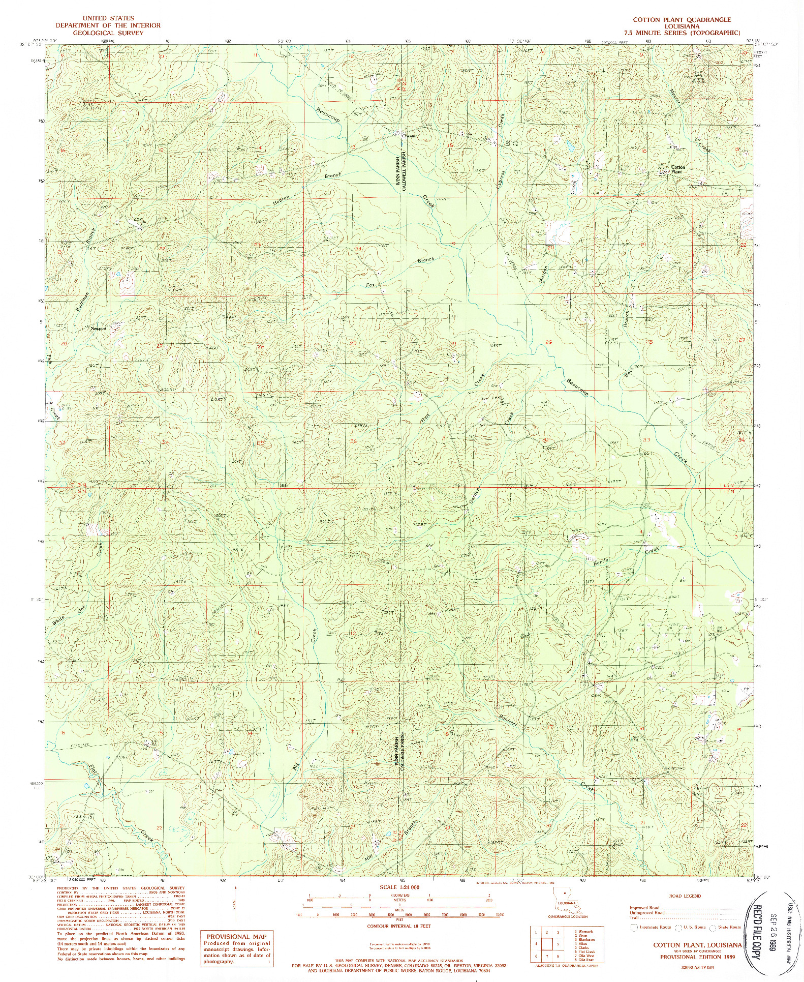 USGS 1:24000-SCALE QUADRANGLE FOR COTTON PLANT, LA 1989